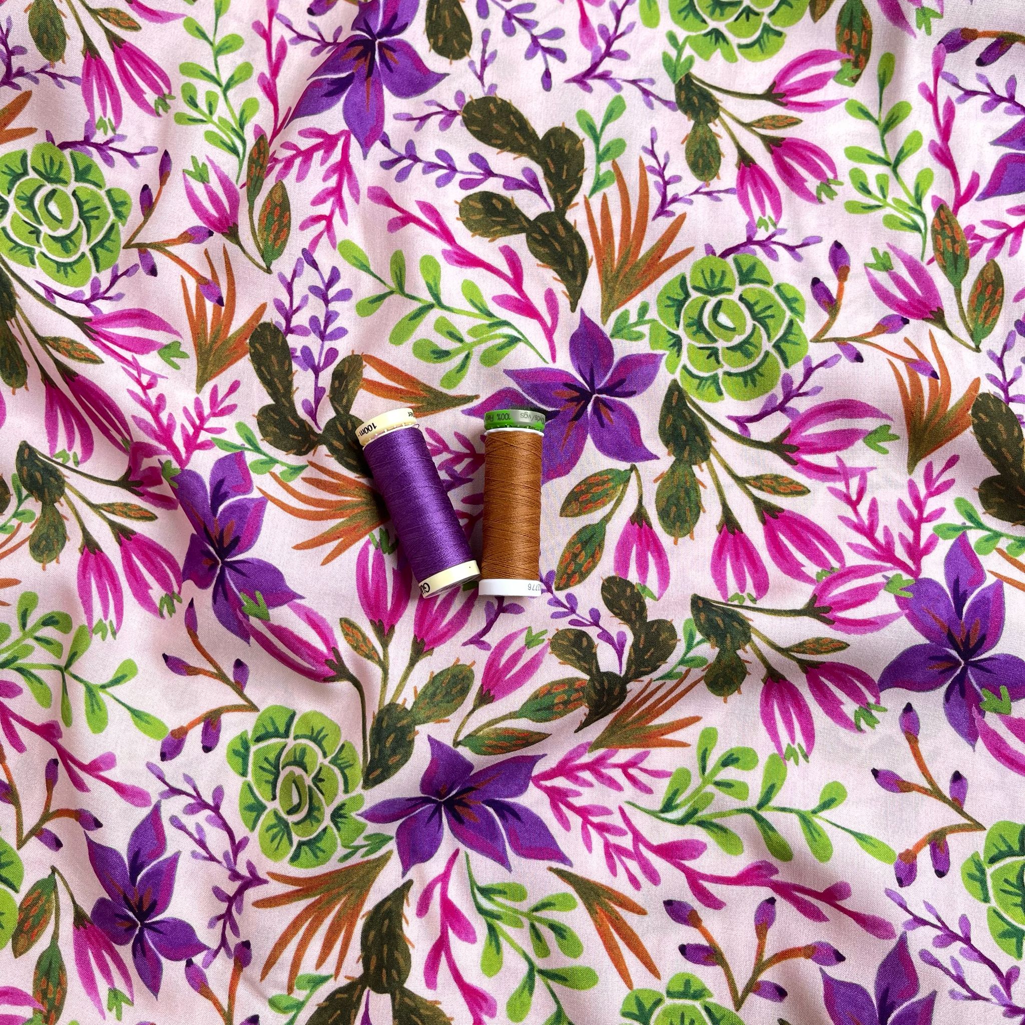 Succulent Blossoms LENZING™ ECOVERO™ Viscose Fabric