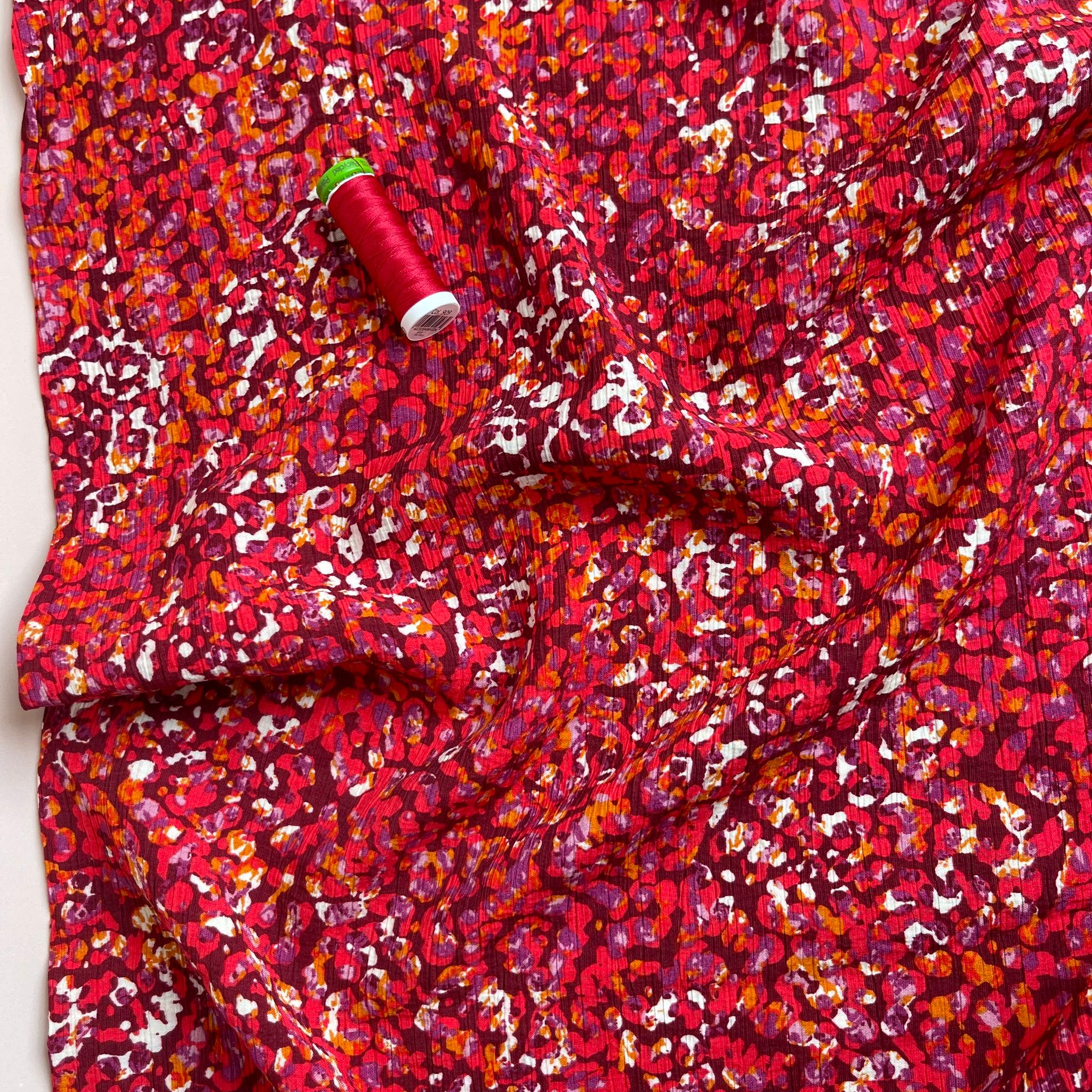 Sunset Dots Textured Viscose Crepe Fabric