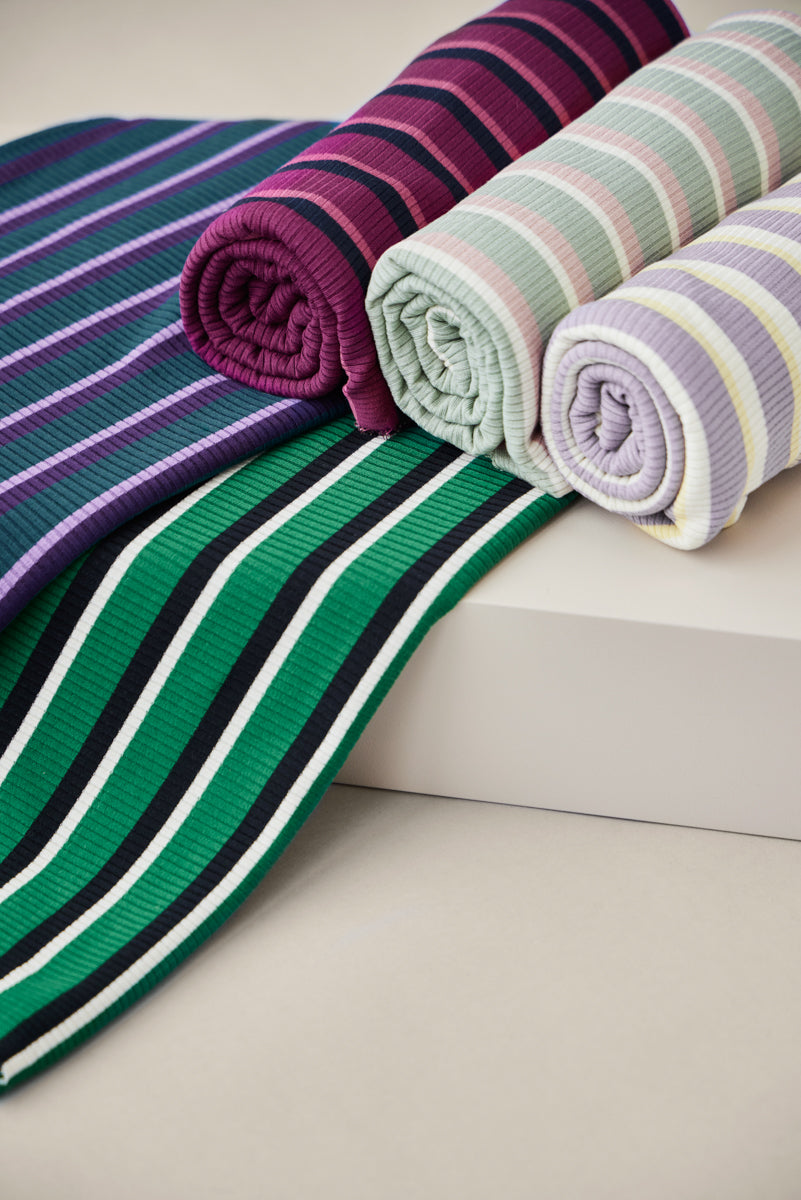 REMNANT 1.85 Metres - Derby Stripe Ribbed Jersey Frog with TENCEL™ Modal Fibres