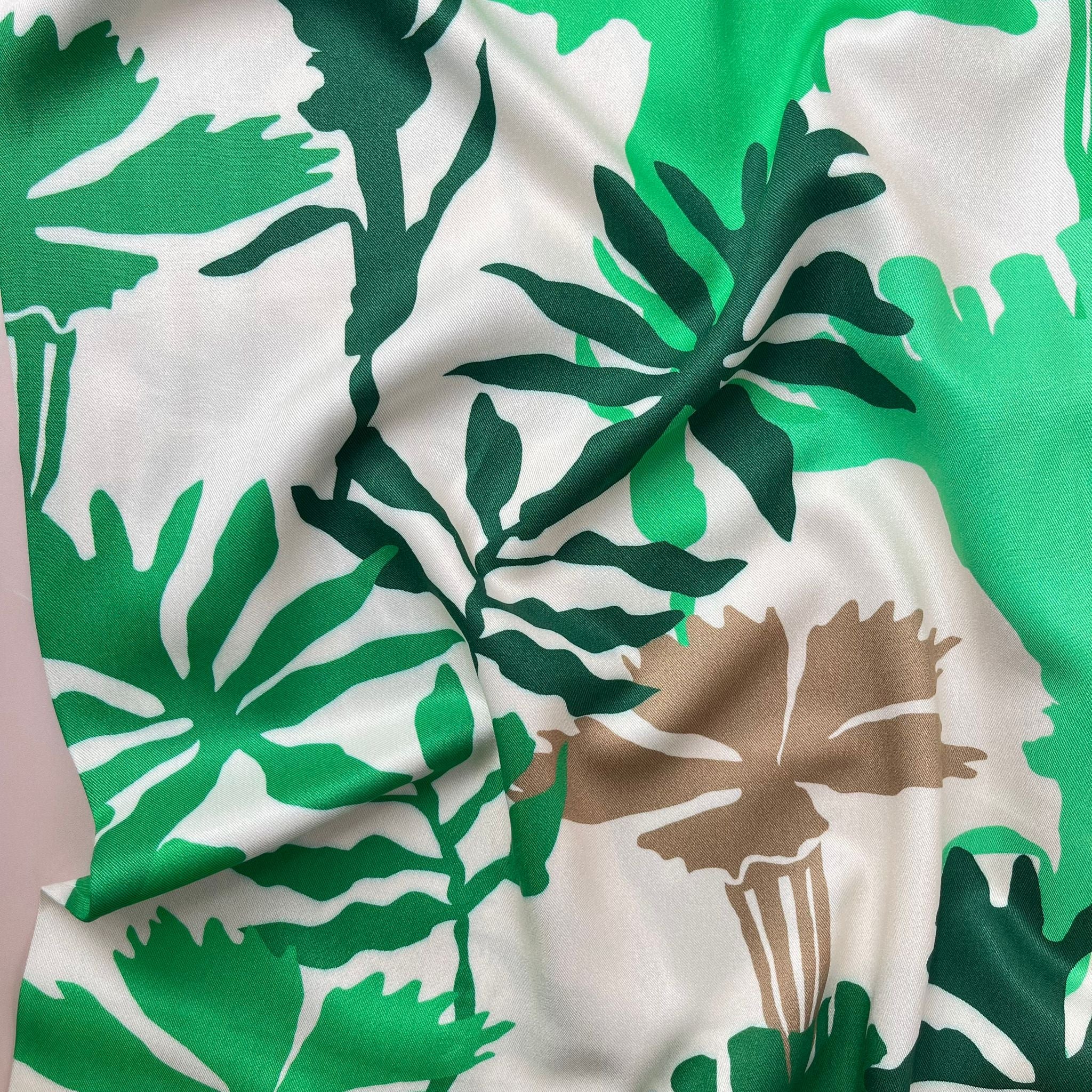Light & Lush - Emerald Shadow Foliage Viscose Twill Fabric