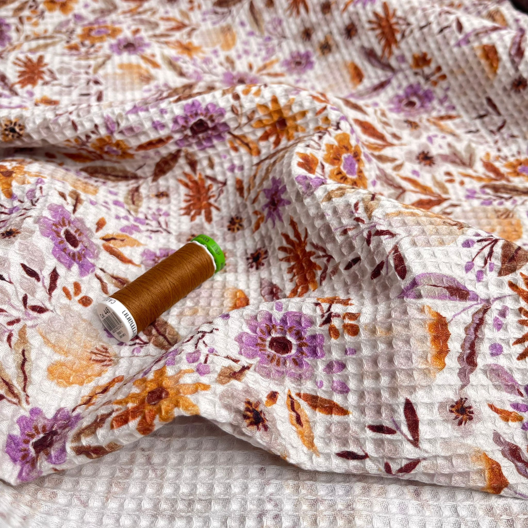 Autumn Floral Pure Cotton Waffle Fabric