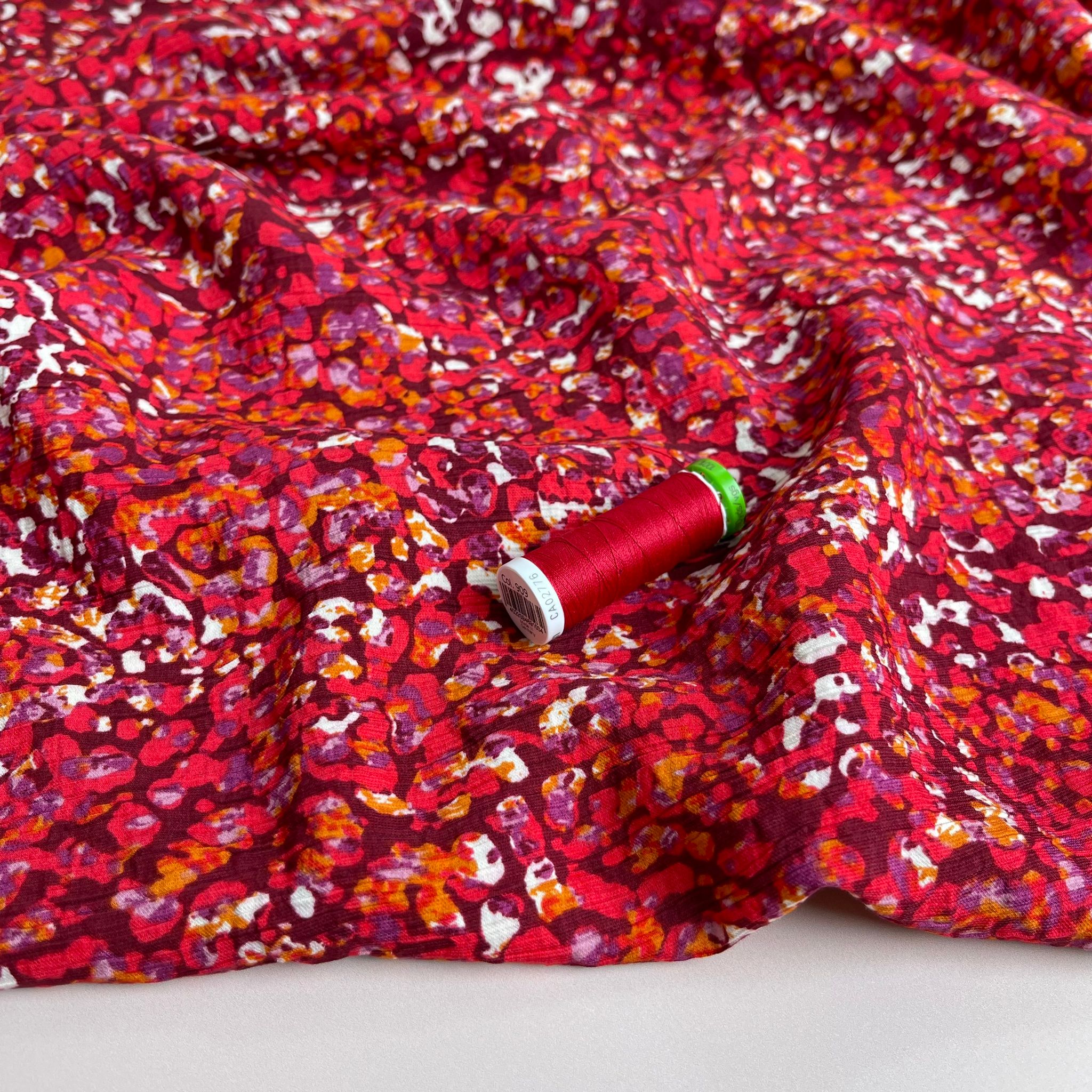Sunset Dots Textured Viscose Crepe Fabric