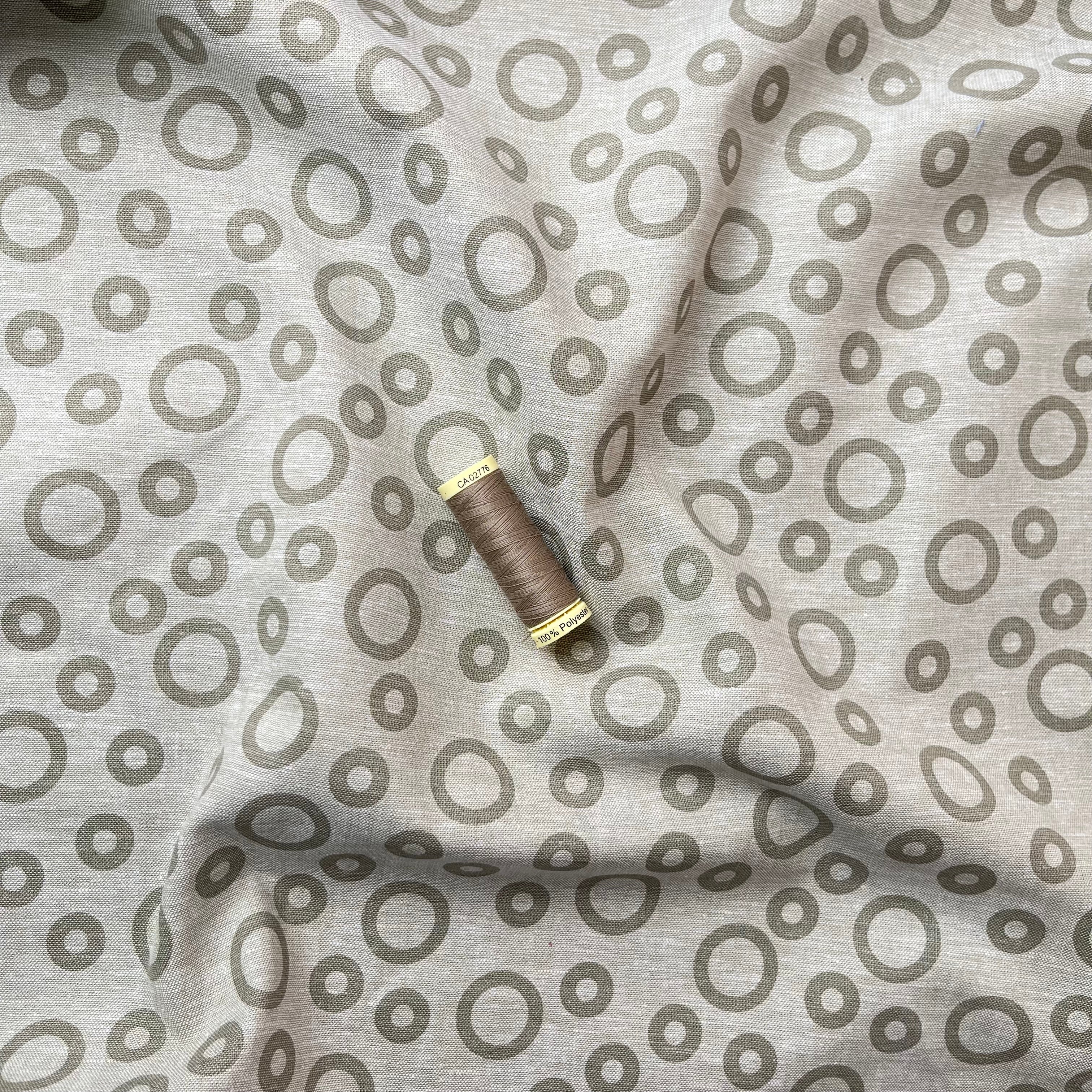Circles Melange Linen Cotton Fabric in Sand