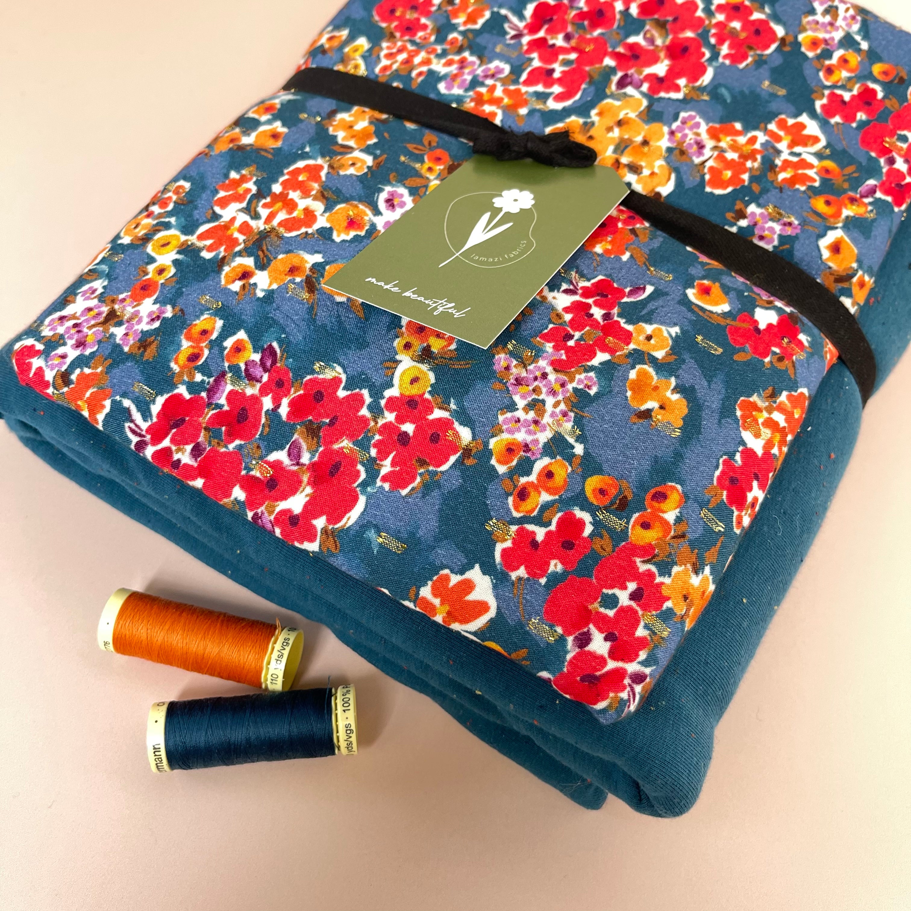 Make an Outfit Colour Bundle - Blossoms Viscose & Cosy Colours Sweat-shirting & ribbing