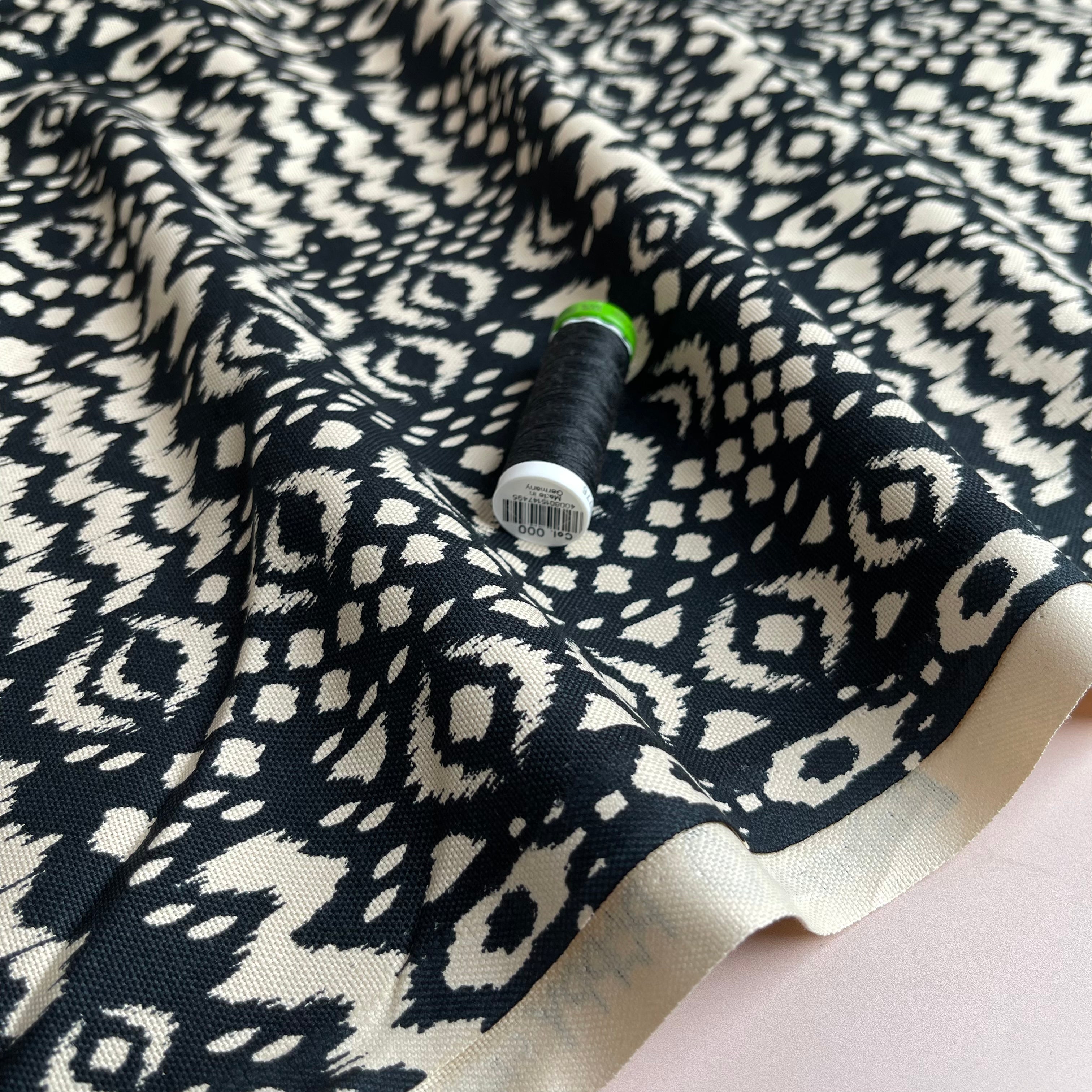 REMNANT 0.45 Metre - Bohemian in Black Cotton Canvas