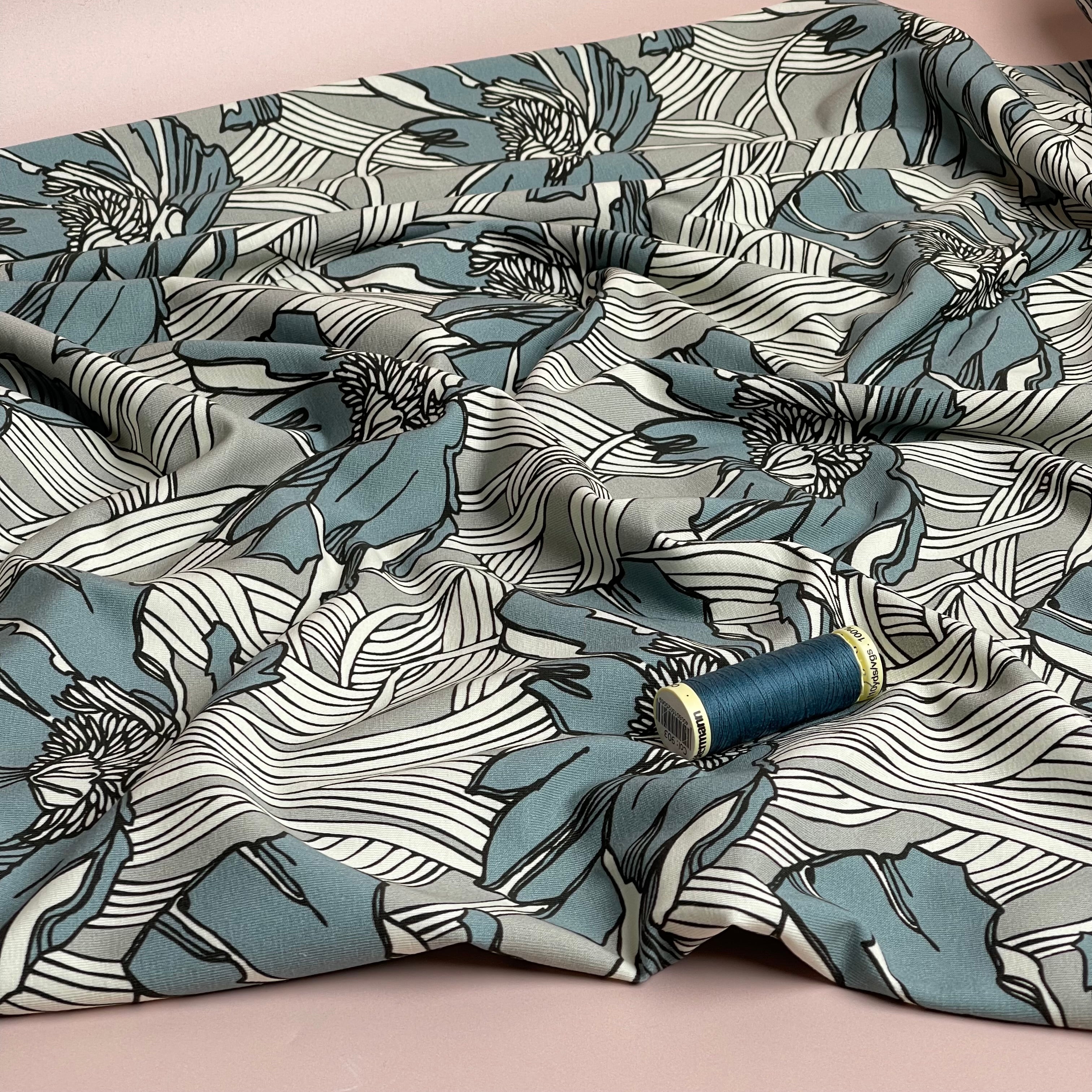 Danish Design - Bold Linear Flower Cotton Jersey