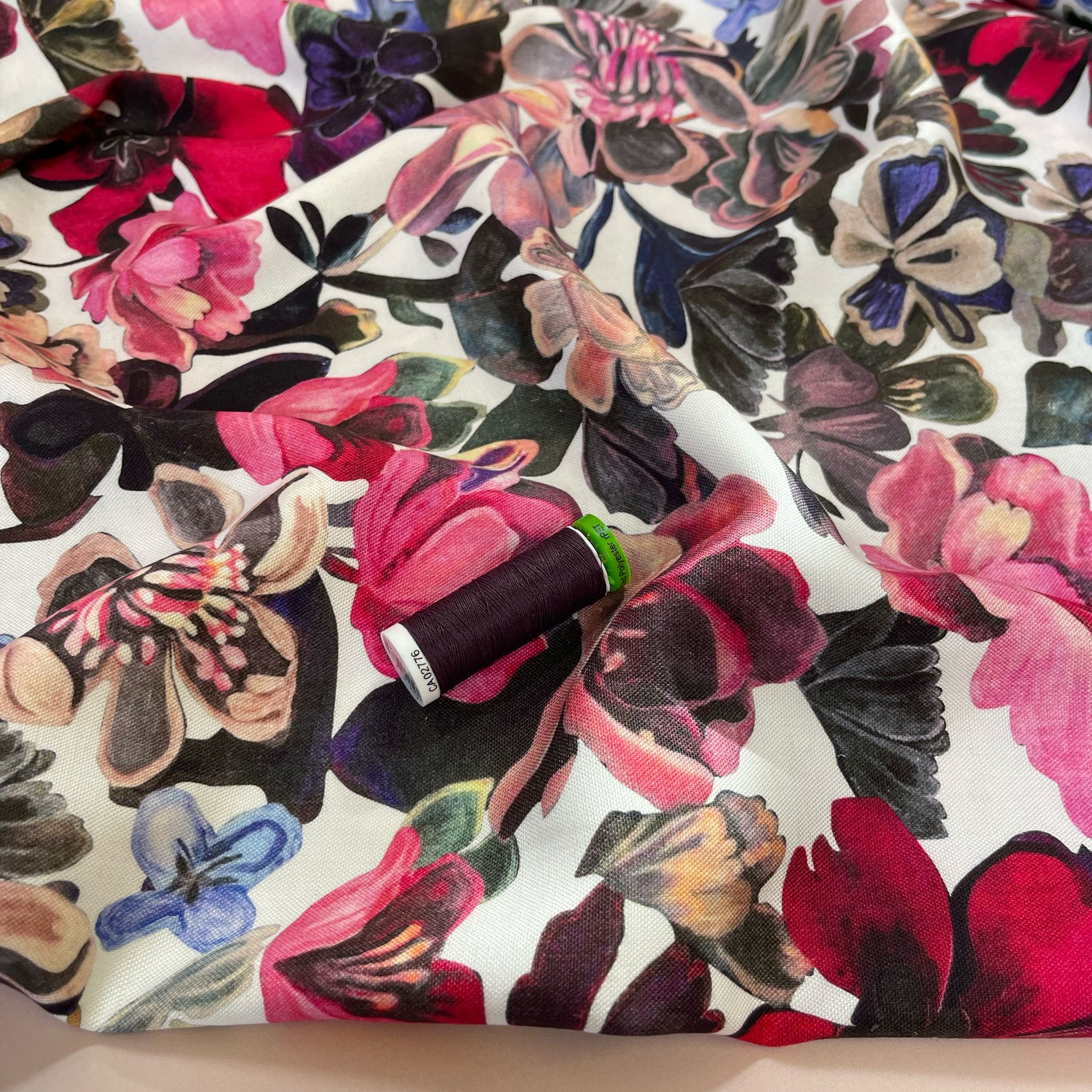 Vintage Blooms Viscose Linen Fabric