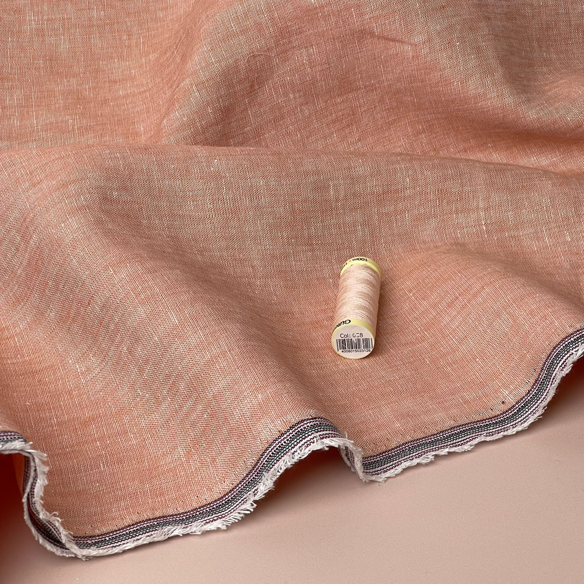 Yarn Dyed Pure Linen Fabric in Dusty Salmon