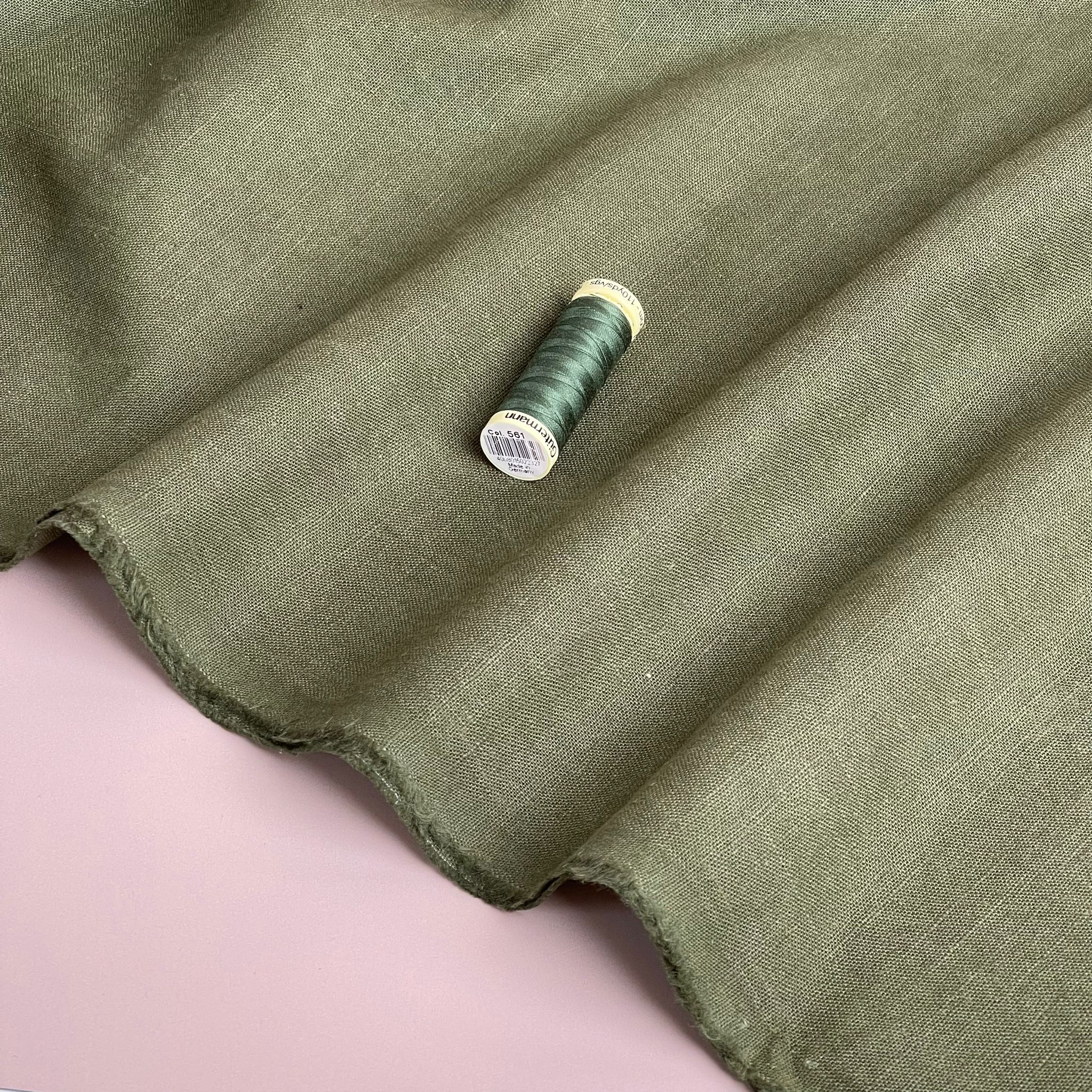 REMNANT 1.74 Metres - Breeze Twist of Lime - Enzyme Washed Linen Cotton Fabric