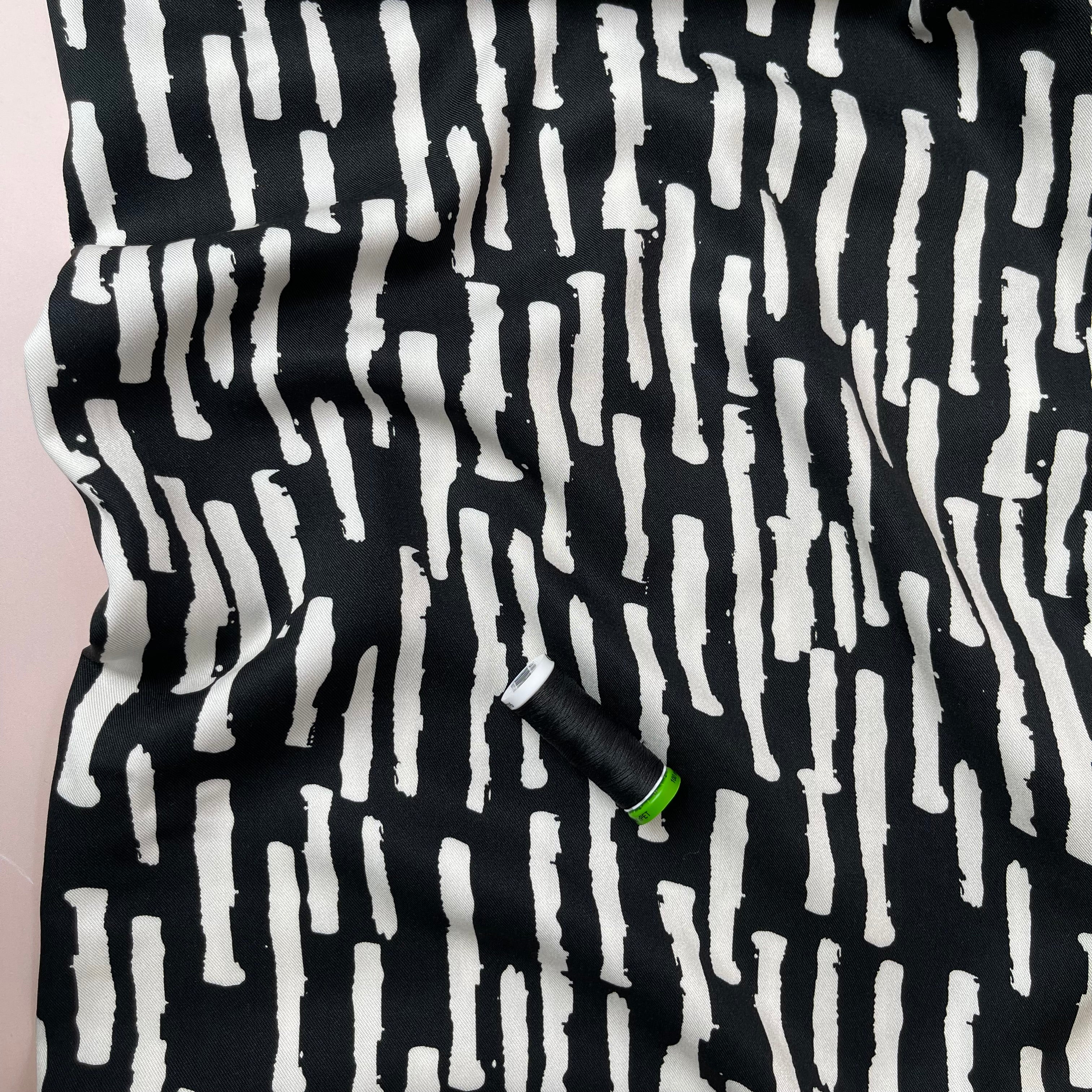 Light & Lush - Monochrome Bricks Viscose Twill Fabric