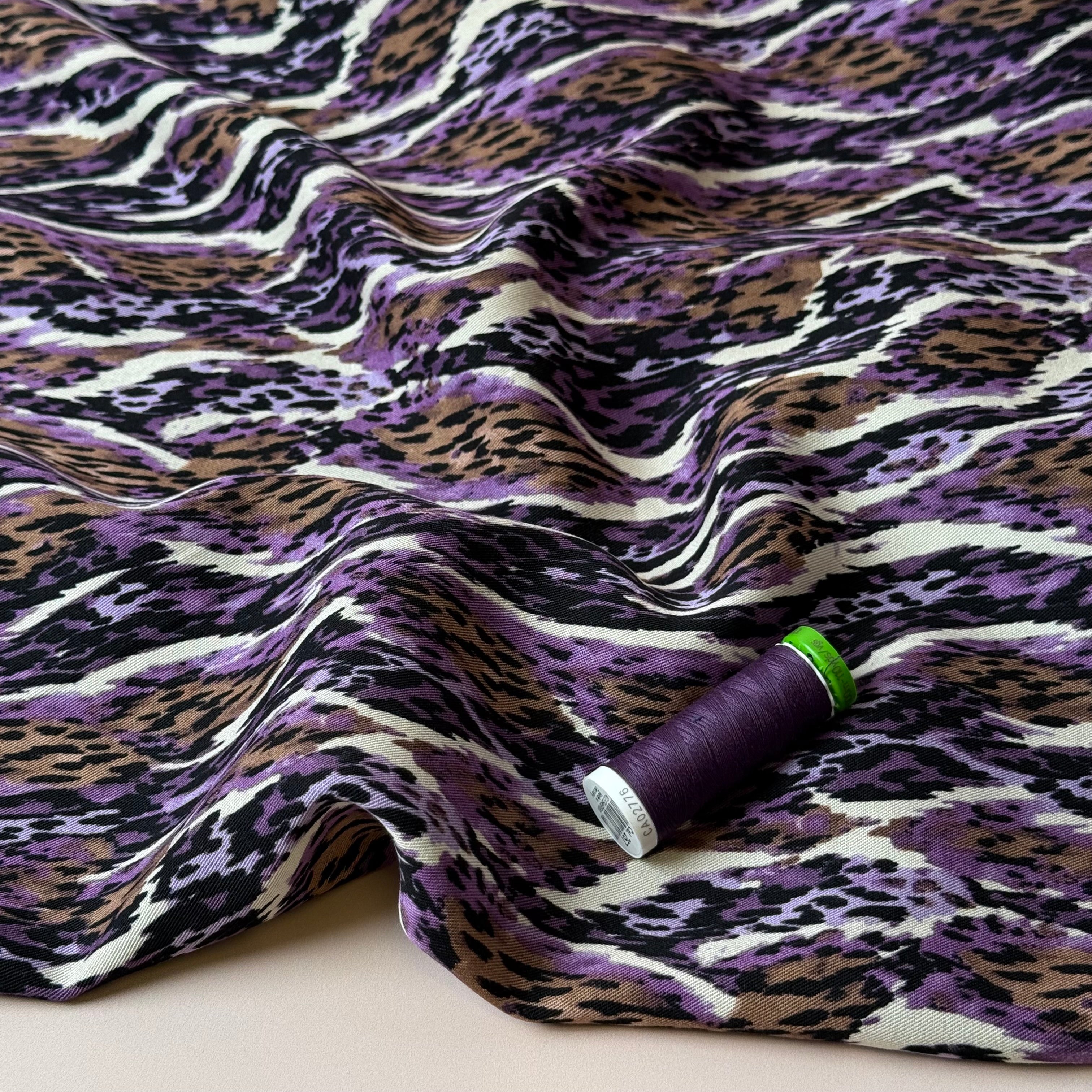 Purple Jungle Viscose Twill