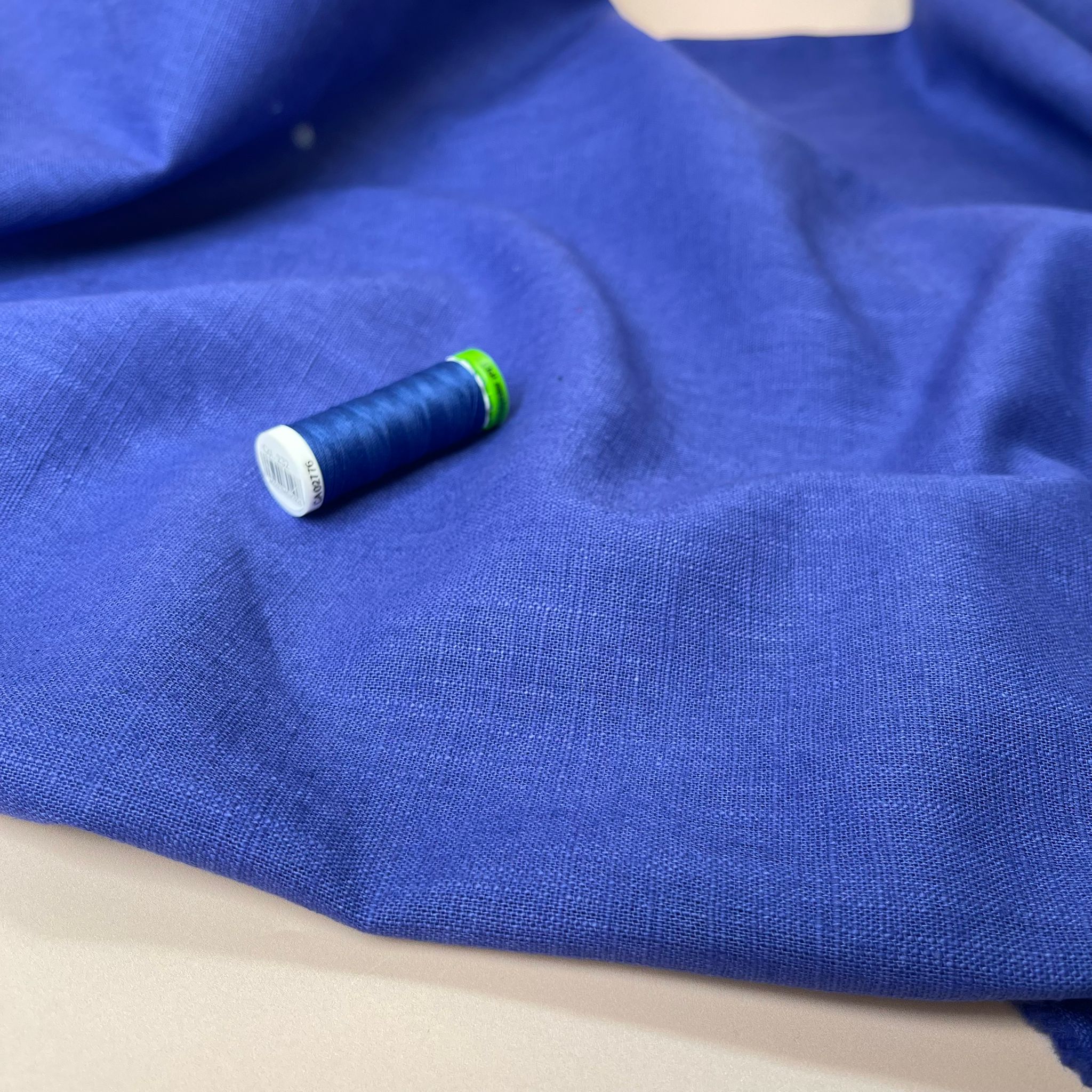 Breeze Lapis Blue - Enzyme Washed Linen Cotton Fabric