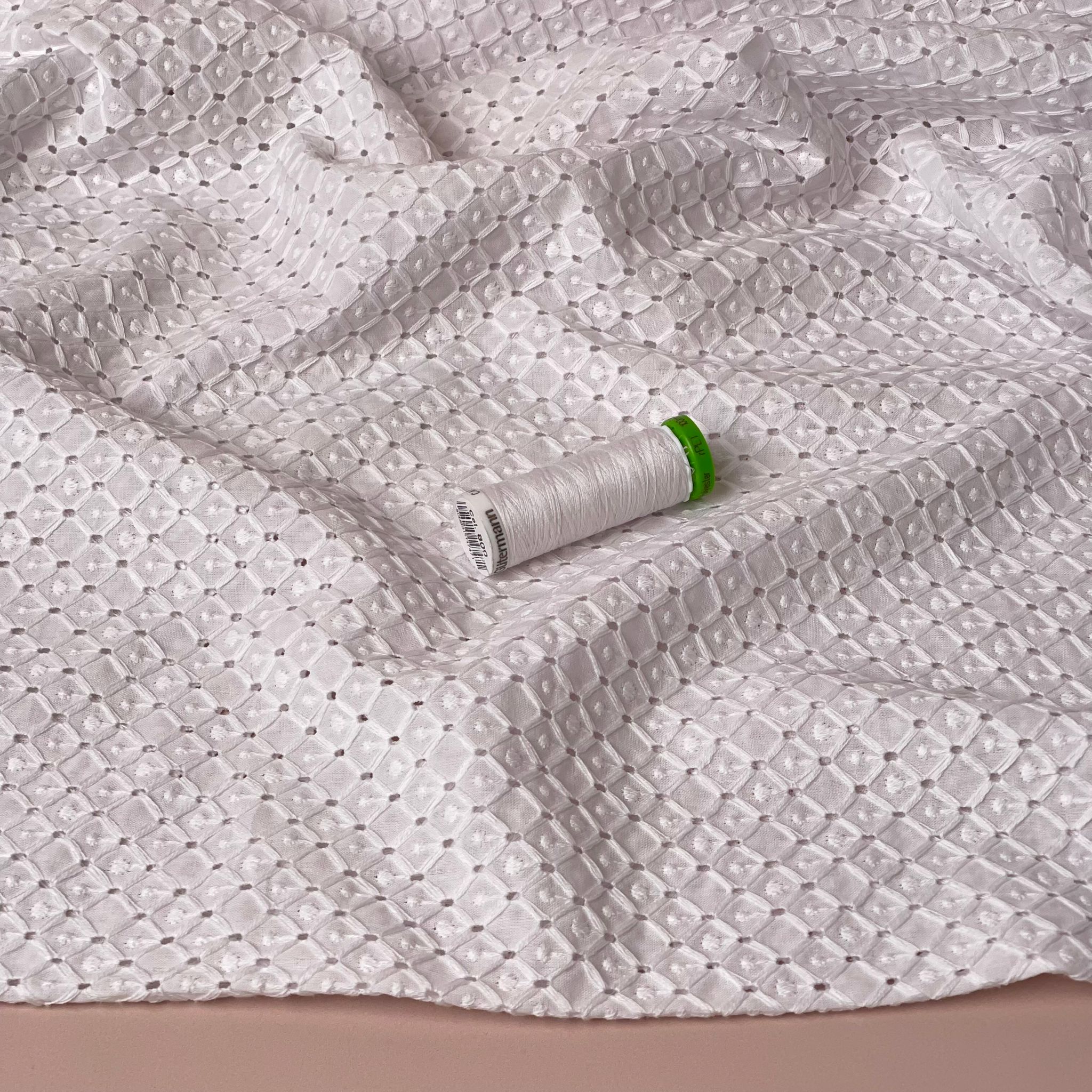 White Diamonds Cotton Broderie Anglaise Fabric