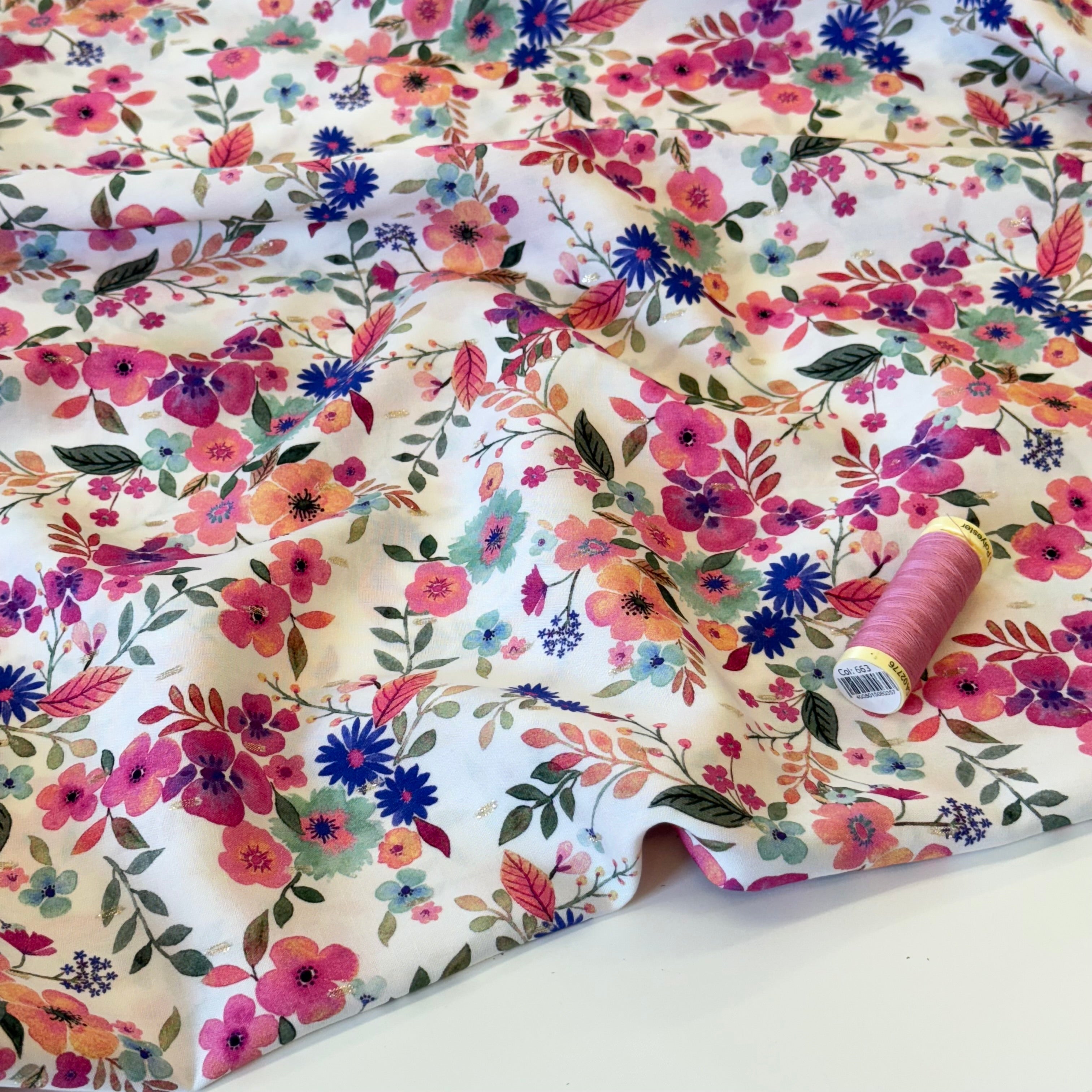 Summer Flowers with Lurex Viscose Fabric