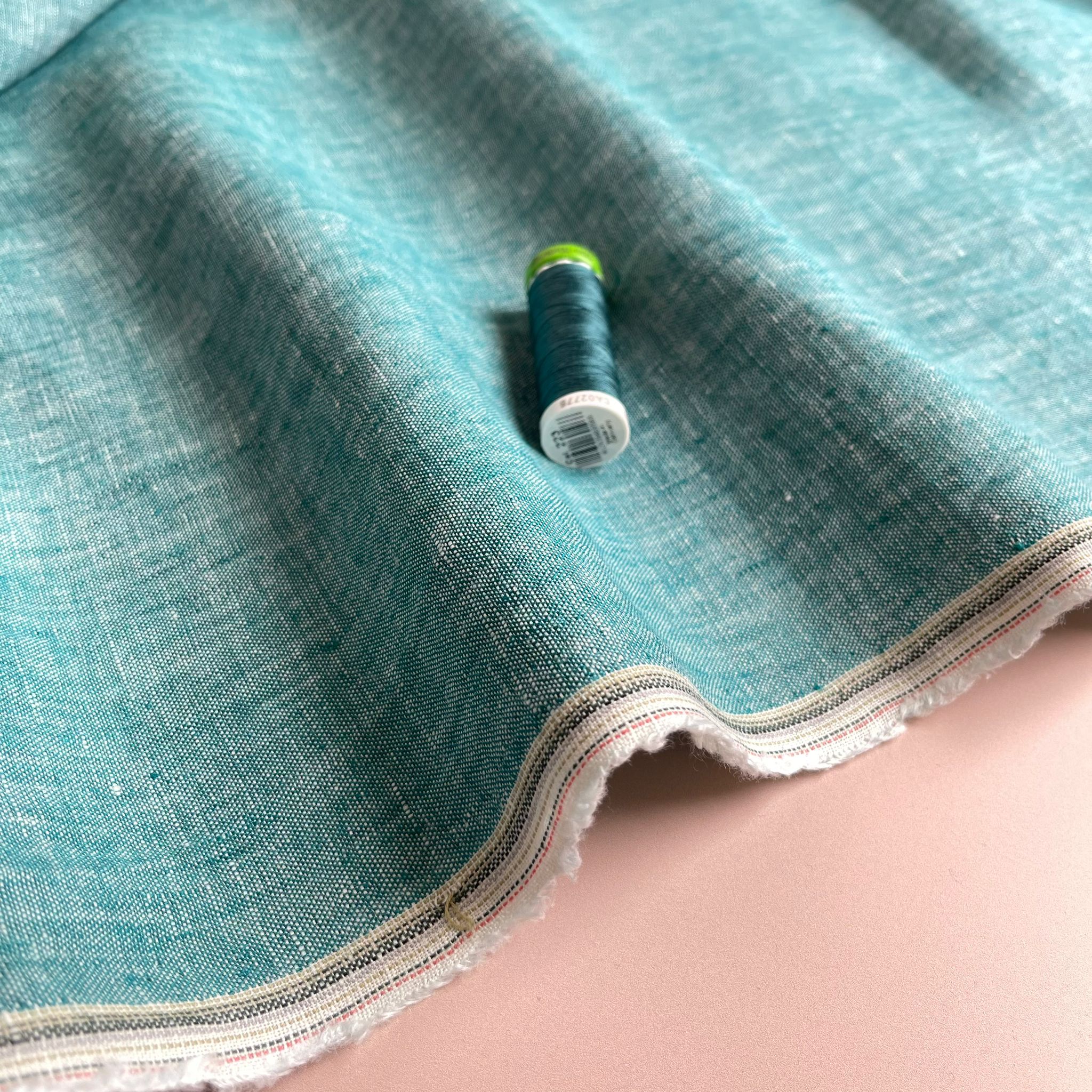 Petrol Yarn Dyed Pure Linen Fabric