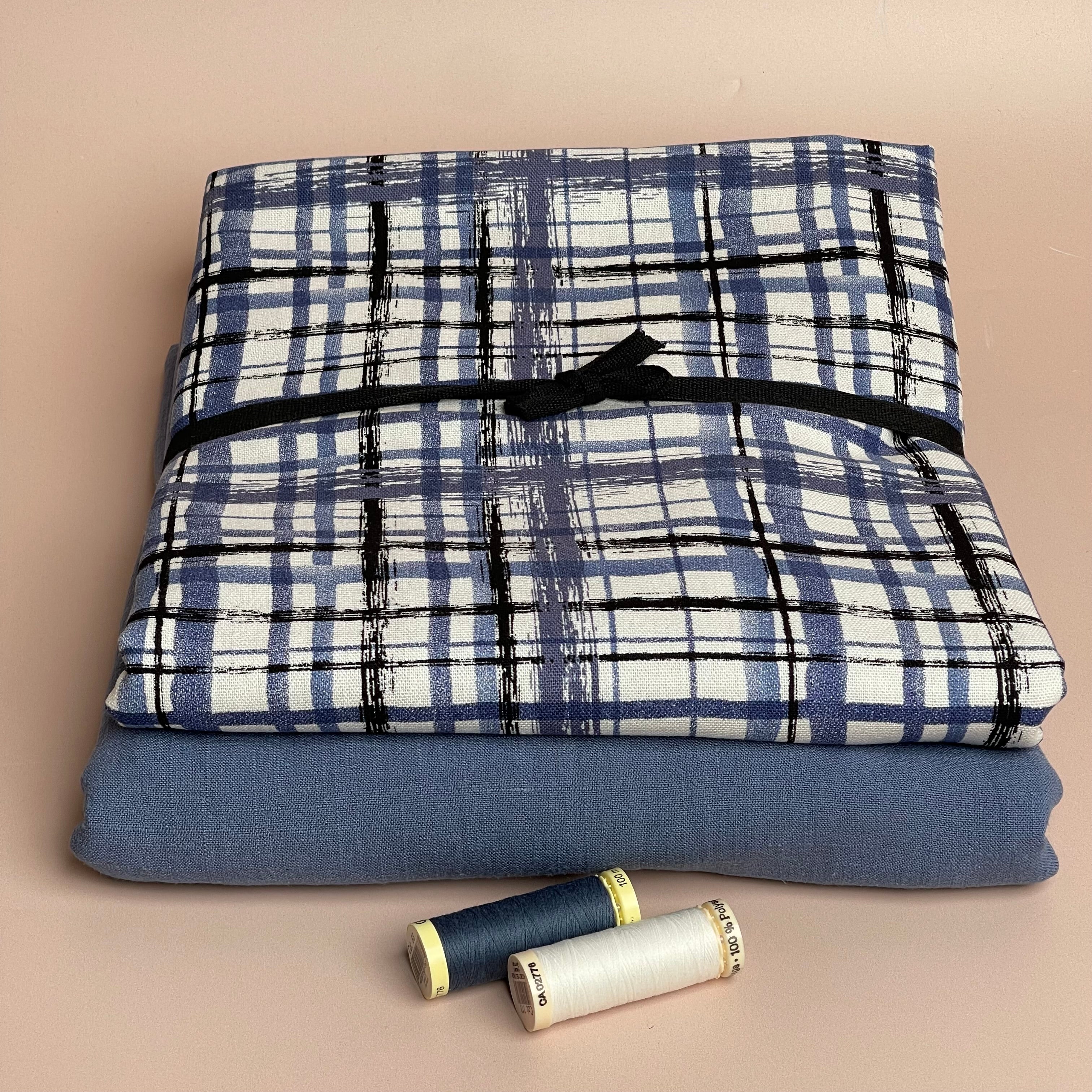 Make an Outfit Colour Bundle - Hand painted Check Viscose Linen with Flow Linen