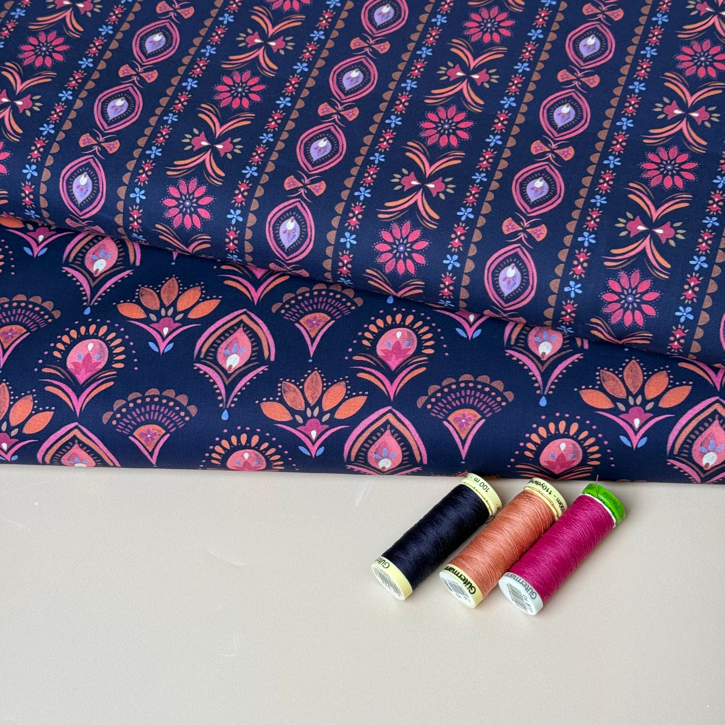 Ornament Flowers Fine Cotton Poplin Fabric