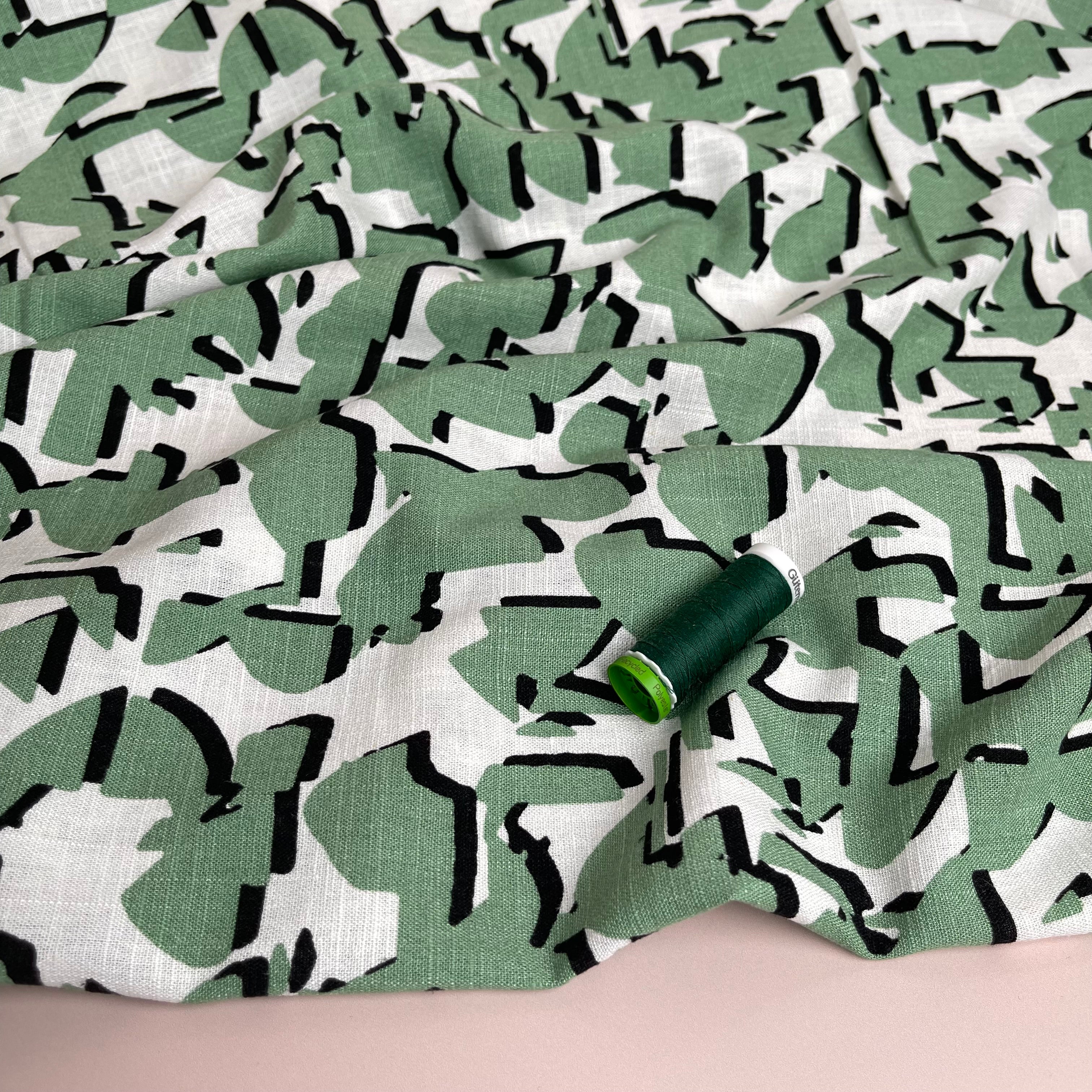 Shapes Green Linen Viscose Blend Fabric