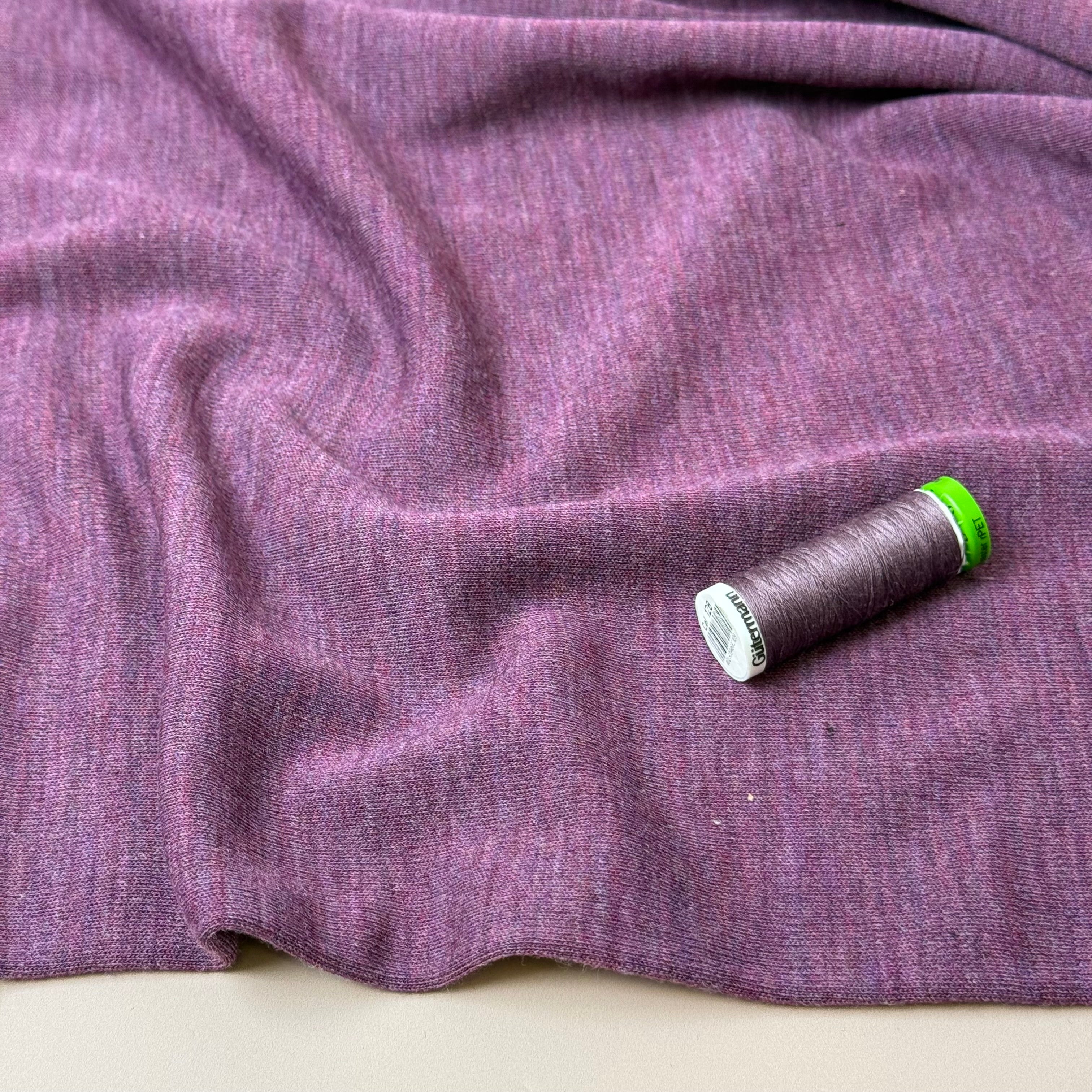 Pure Merino Wool Sweater Knit in Plum Melange