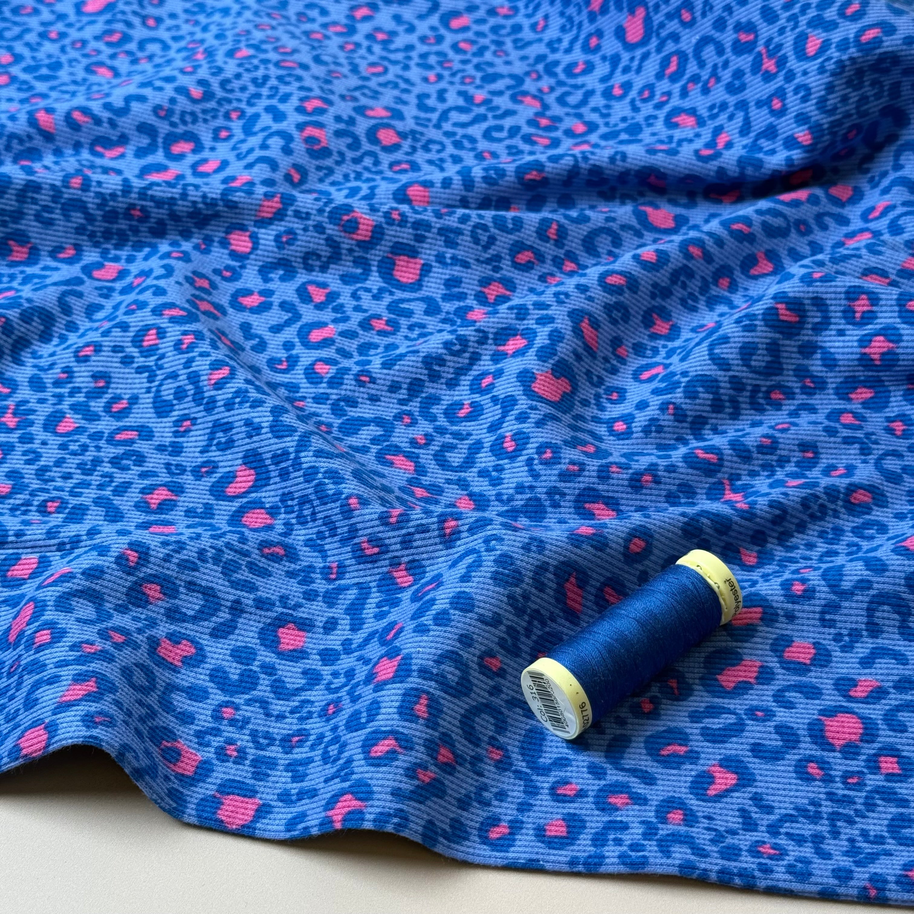 Animal Print Cobalt Cotton Ribbed Jersey