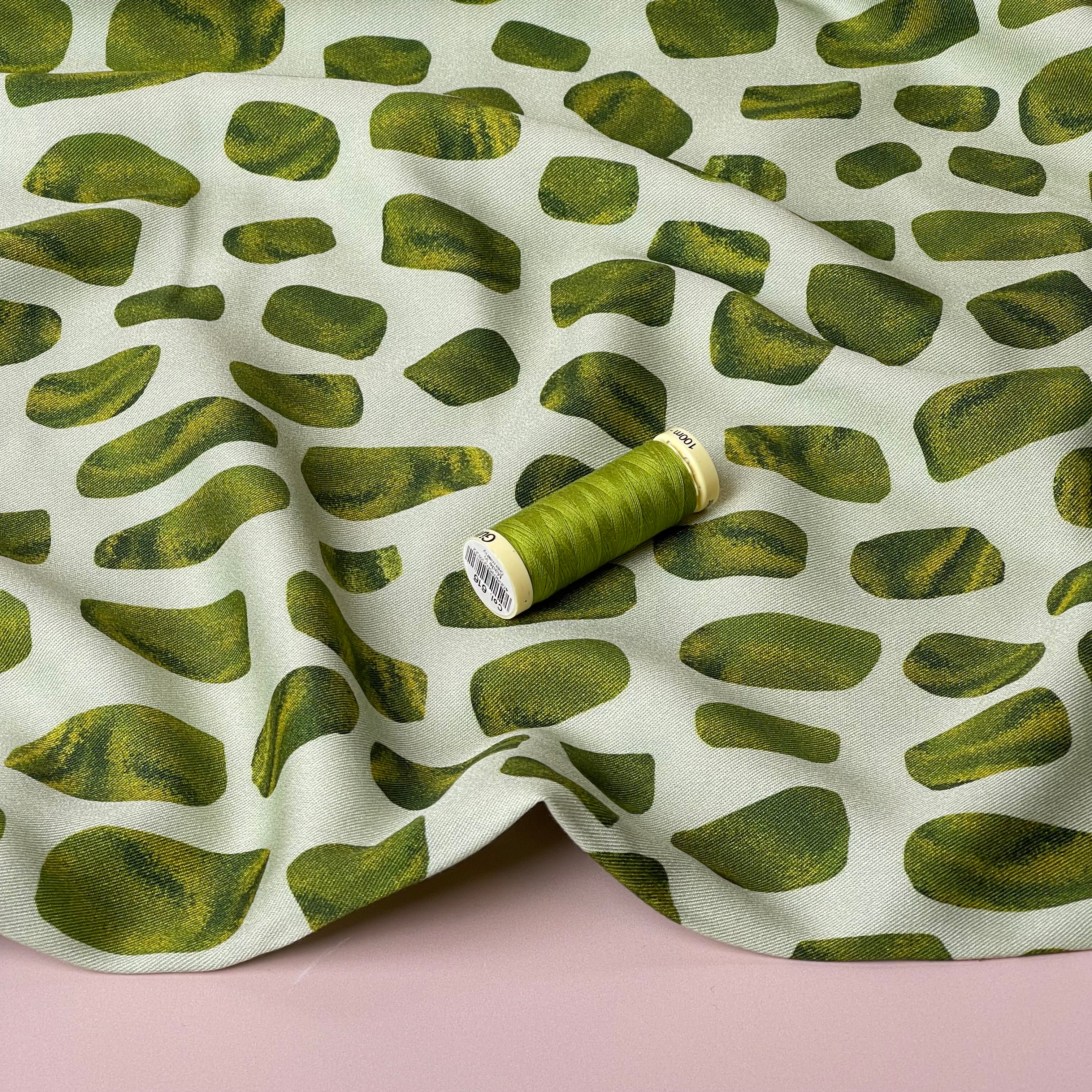 Light & Lush - Mossy Pebbles Viscose Twill Fabric