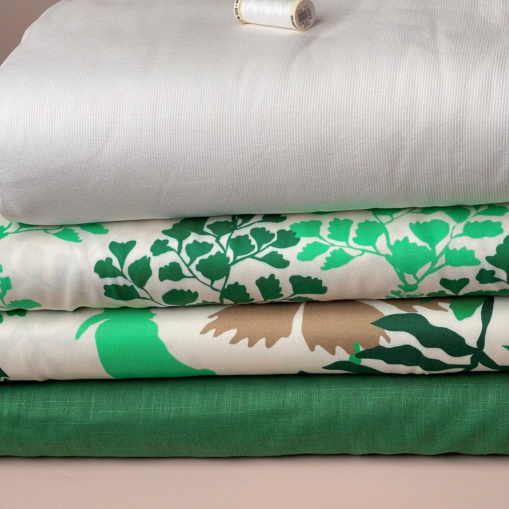 Light & Lush - Emerald Shadow Foliage Viscose Twill Fabric