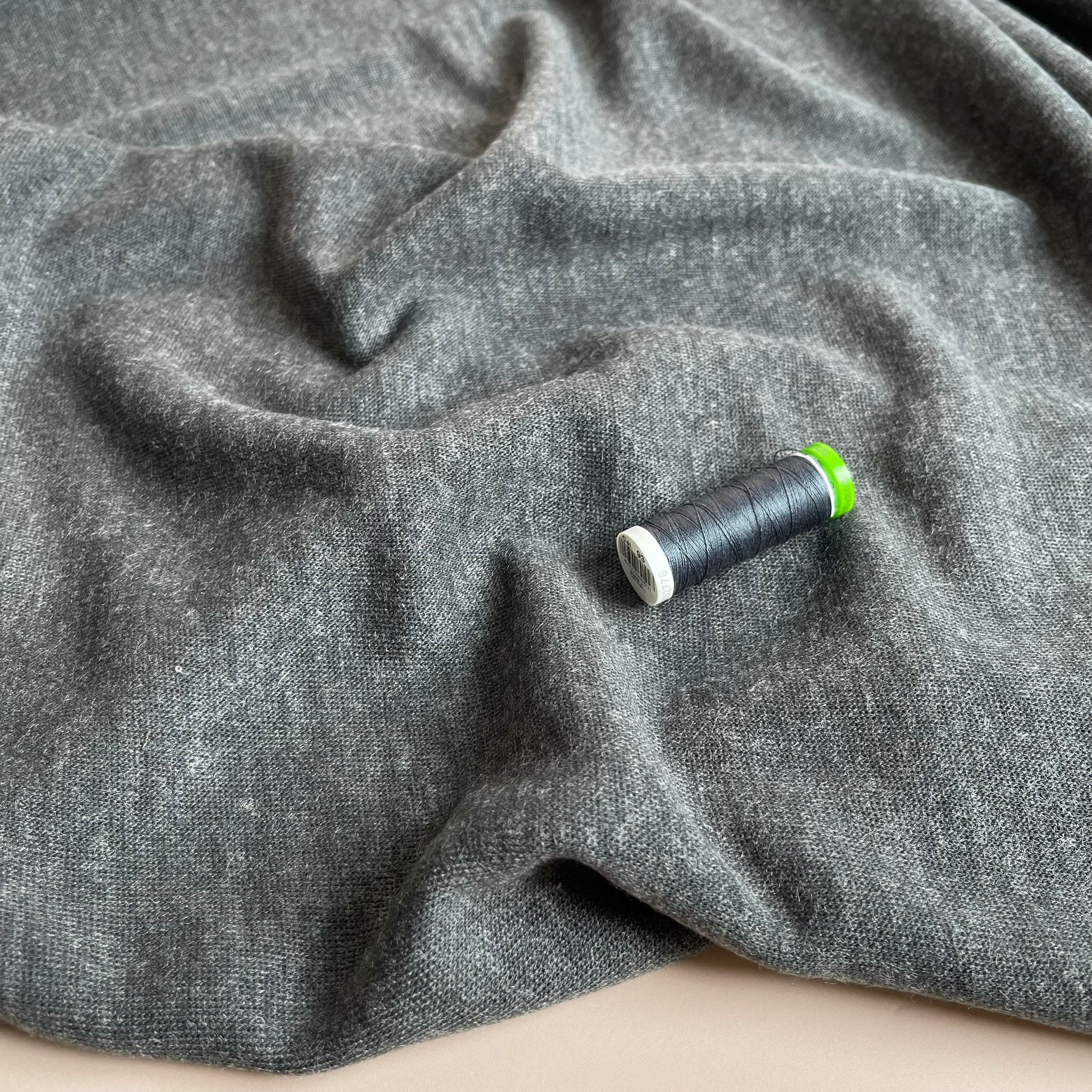 Soft Touch Viscose Blend Sweater Knit in Melange Grey