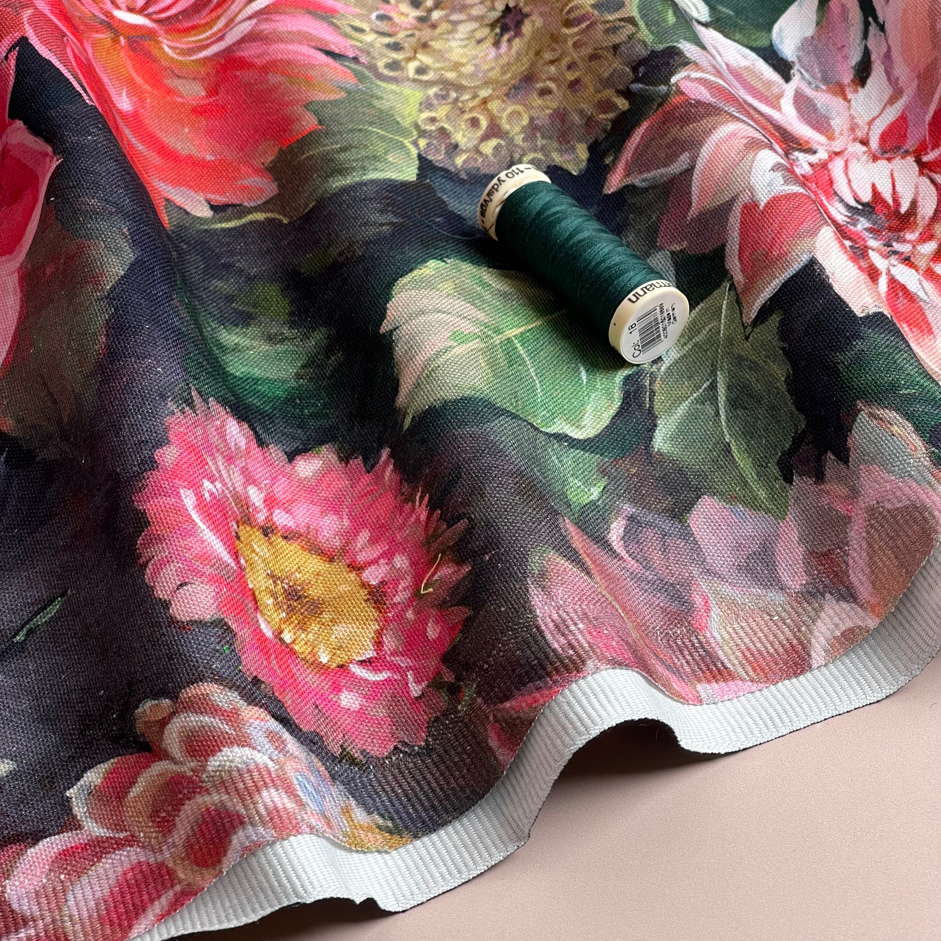 Peonies Cotton Canvas Fabric