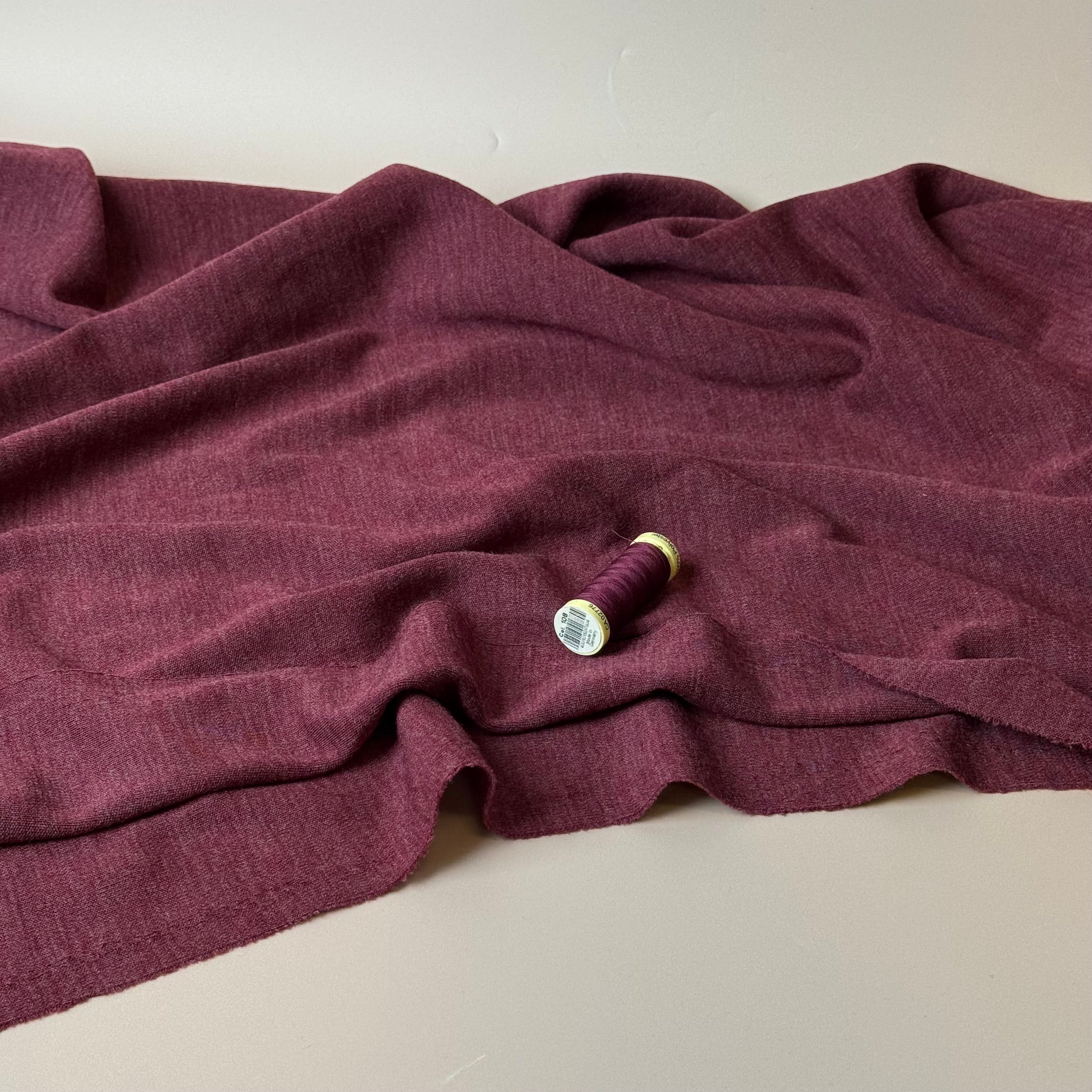 Pure Merino Wool Sweater Knit in Burdeaux Melange