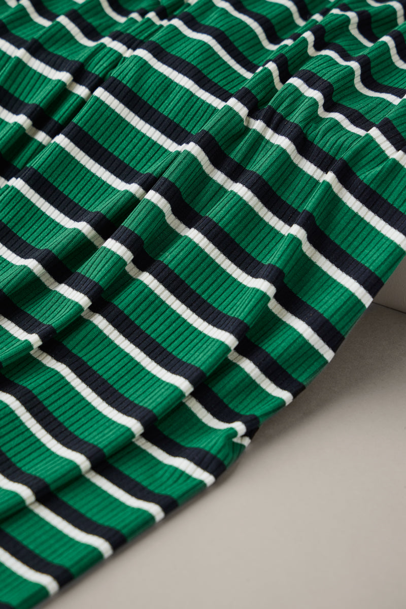 REMNANT 1.85 Metres - Derby Stripe Ribbed Jersey Frog with TENCEL™ Modal Fibres