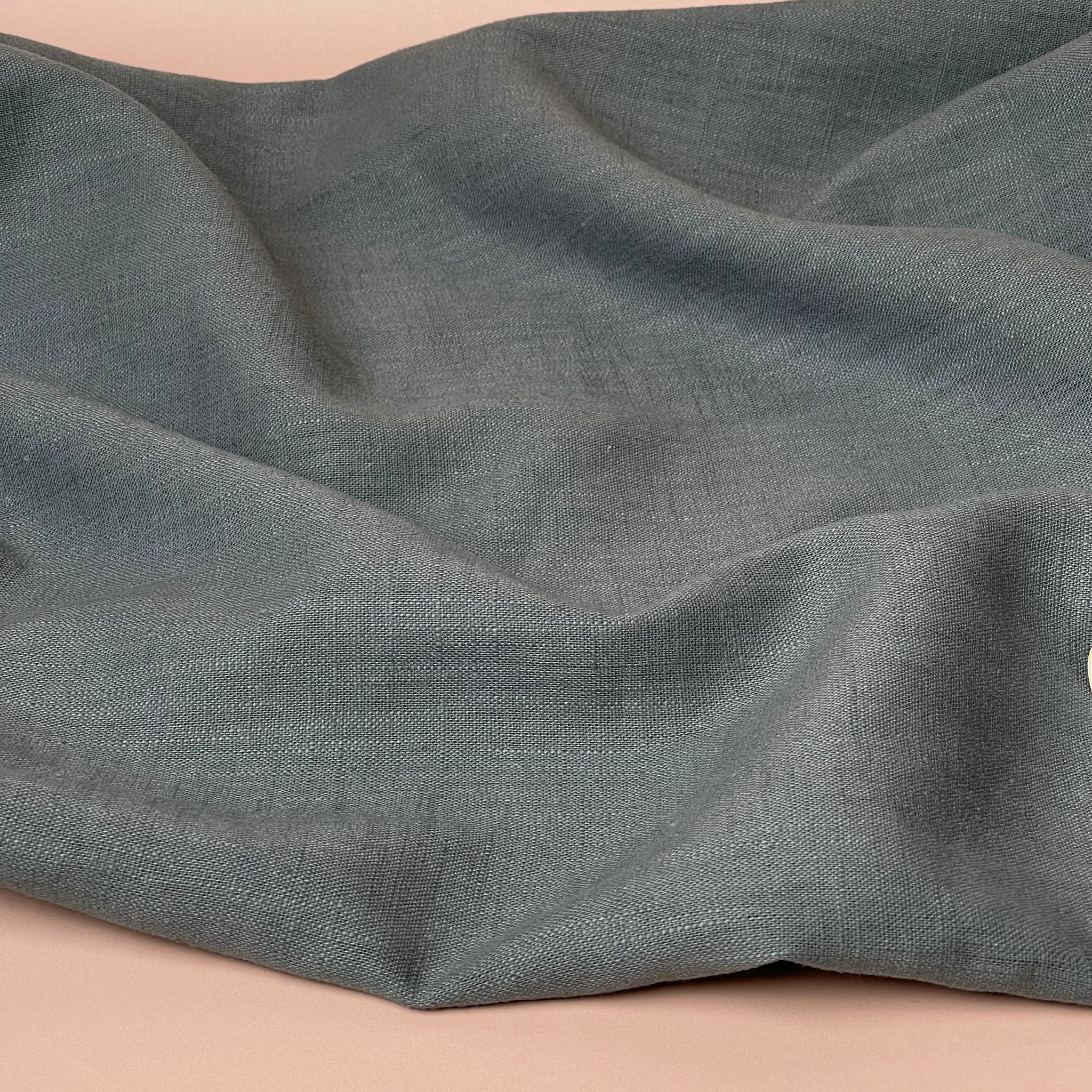 Breeze Slate Blue - Enzyme Washed Linen Cotton Fabric