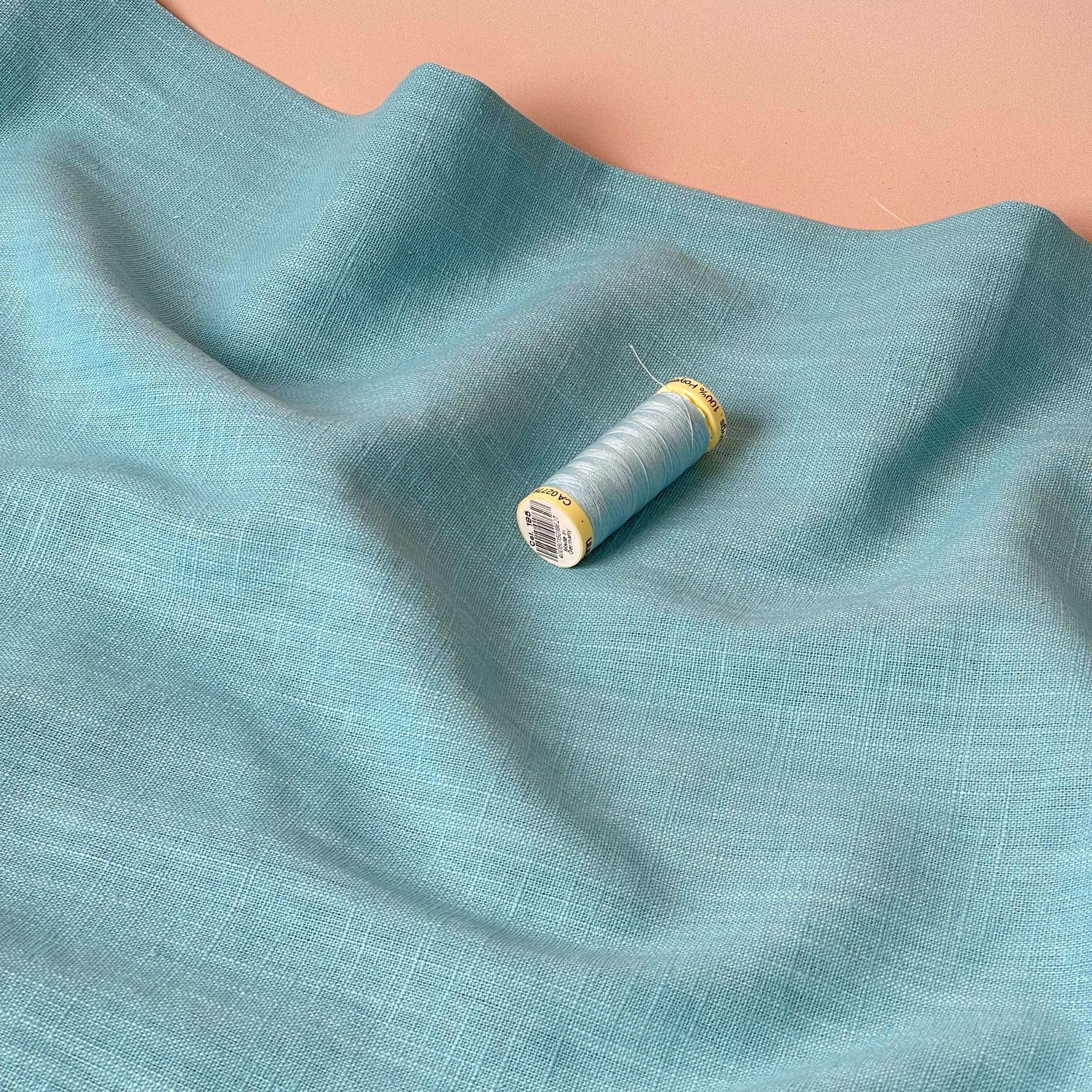 Breeze Aqua - Enzyme Washed Pure Linen Fabric