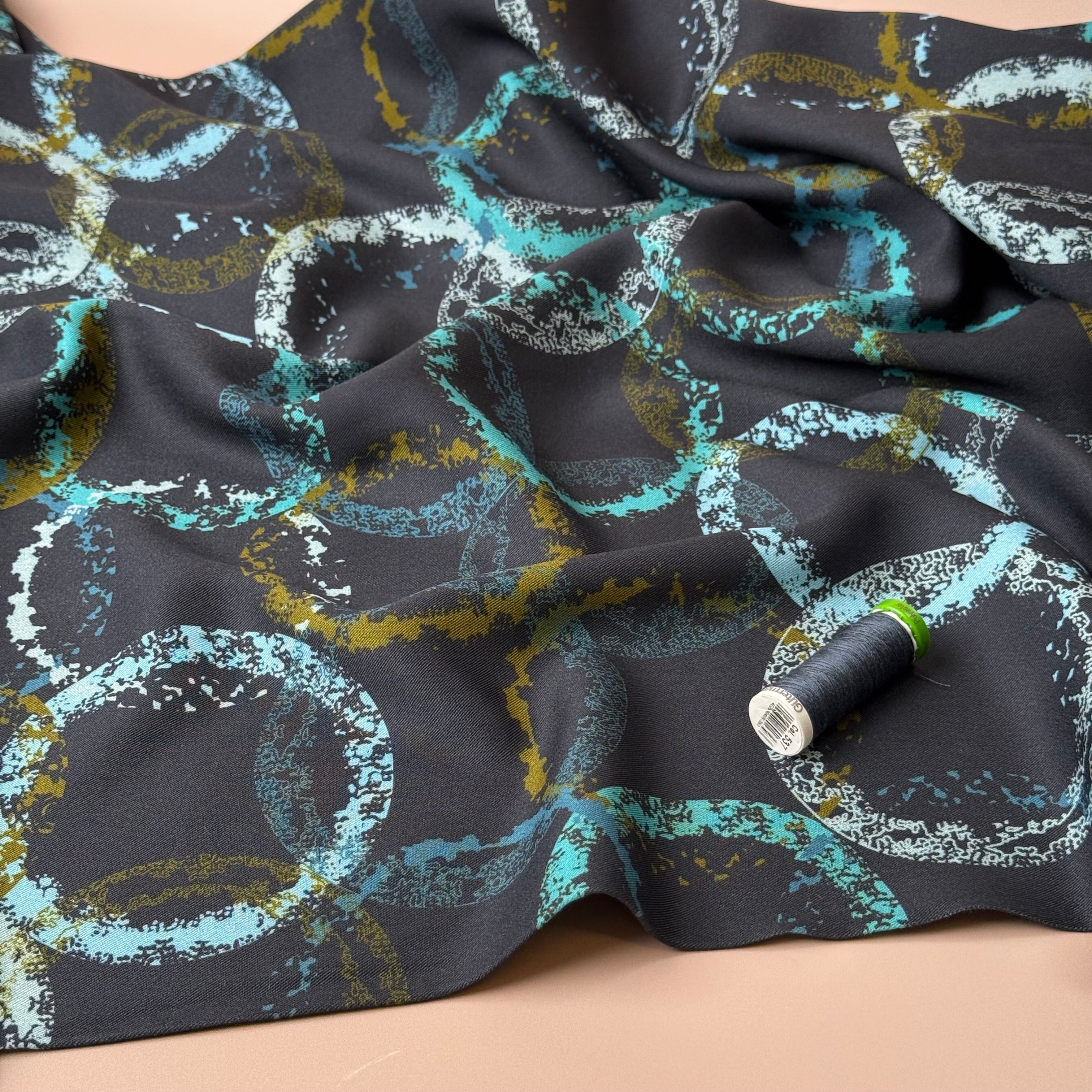 Light & Lush - Ocean Circles Viscose Twill Fabric