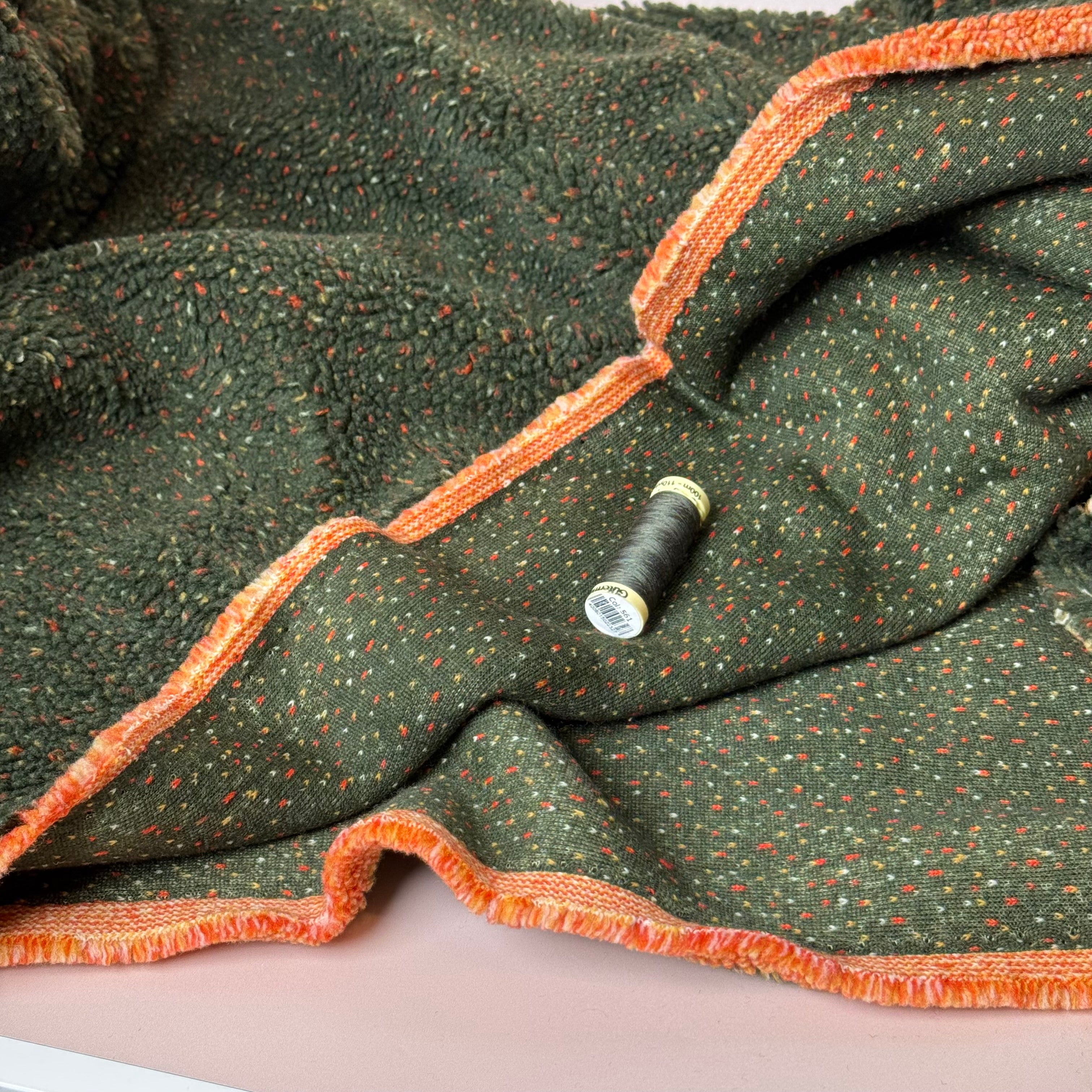 Speckles Forest Green Teddy Coating Fabric