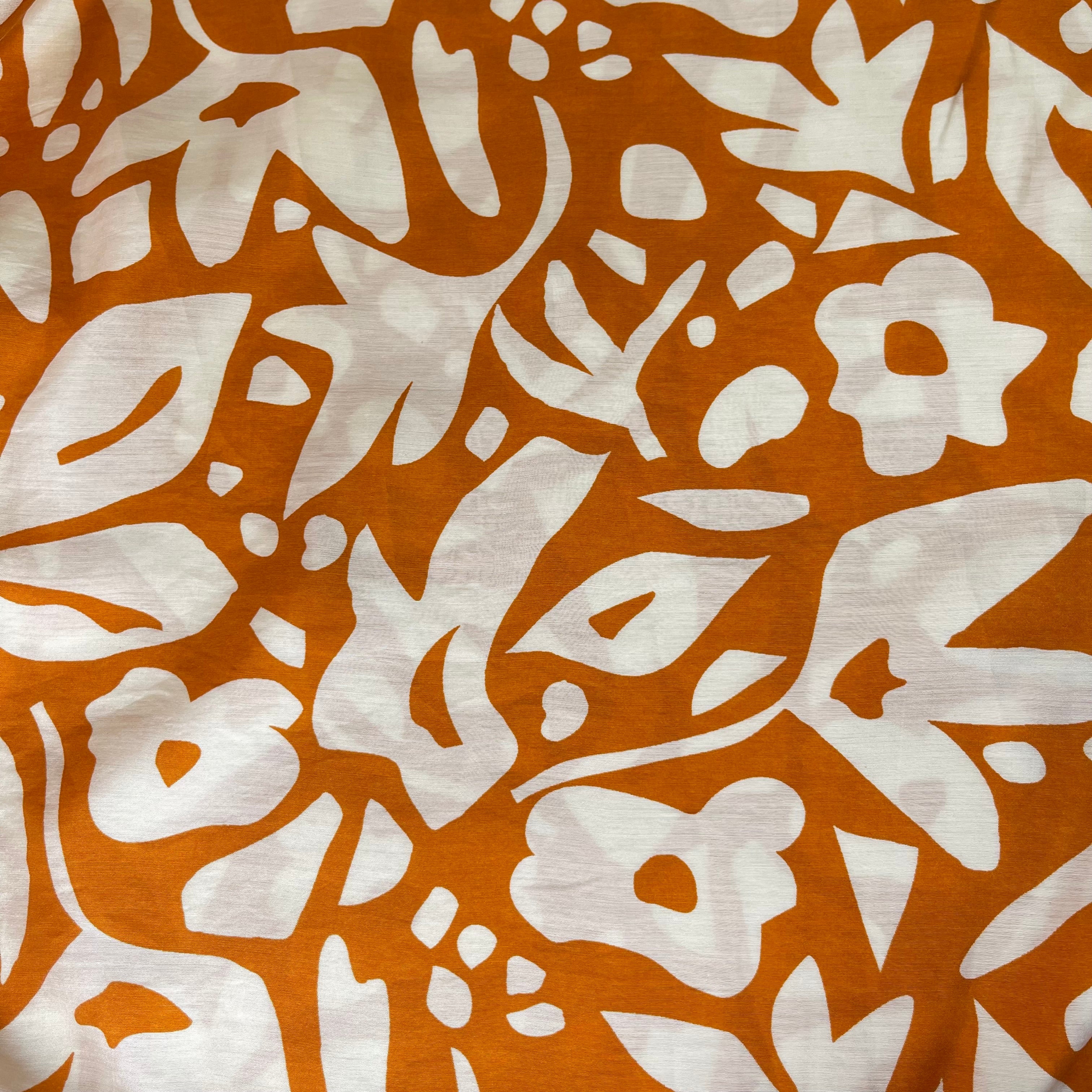 Graphic Foliage Earthy Orange Viscose Blend Fabric