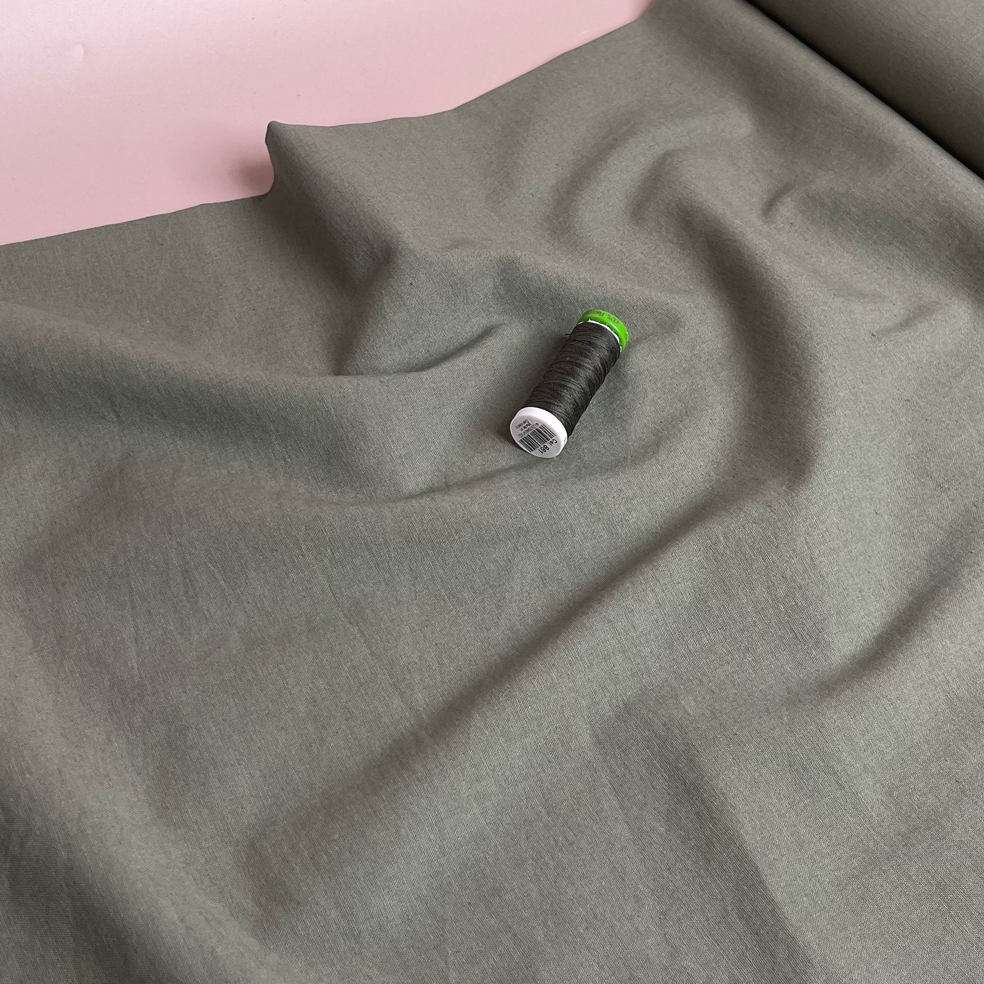 REMNANT 0.63 Metre - Sorona Linen in Khaki - New Eco Linen Blend Fabric