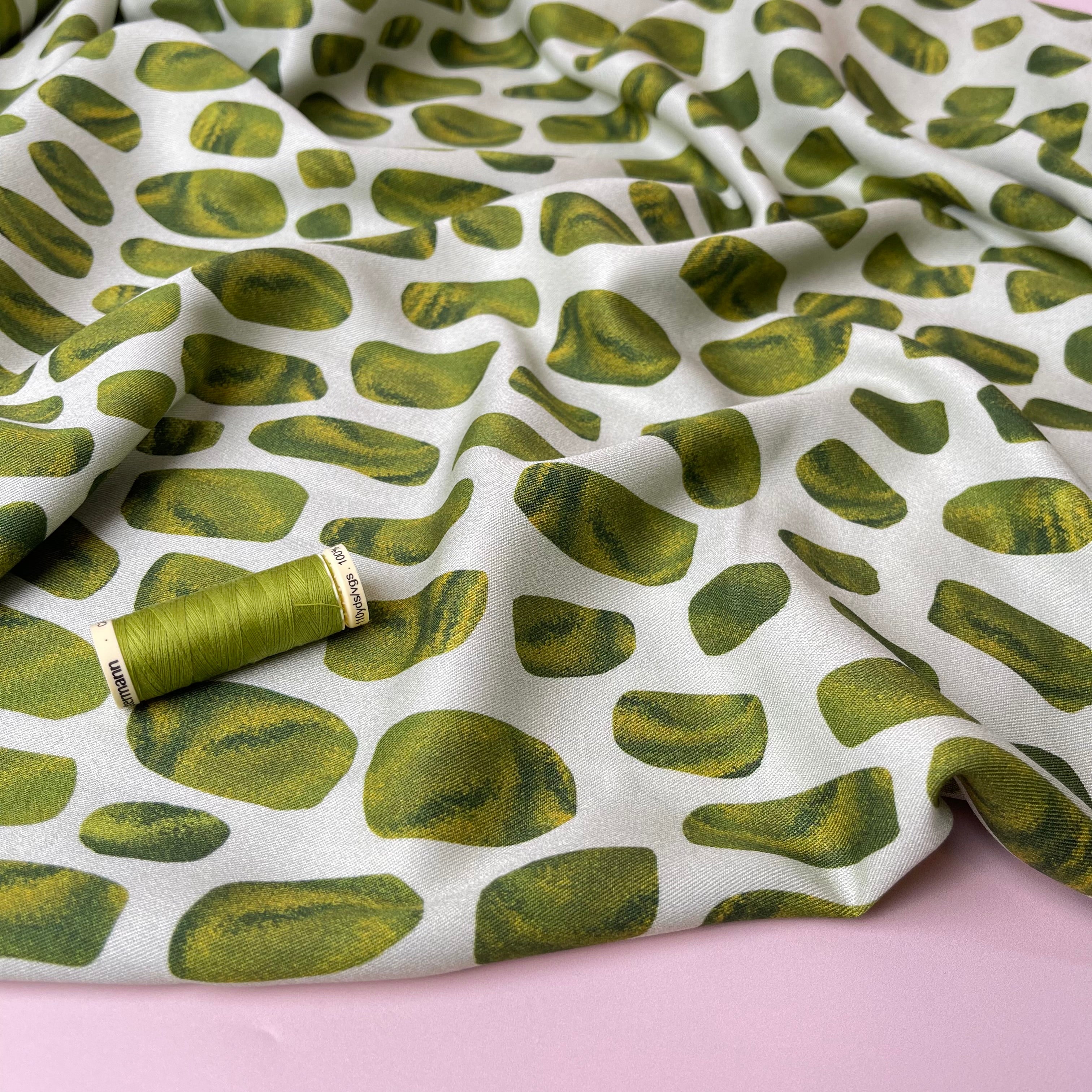 Light & Lush - Mossy Pebbles Viscose Twill Fabric