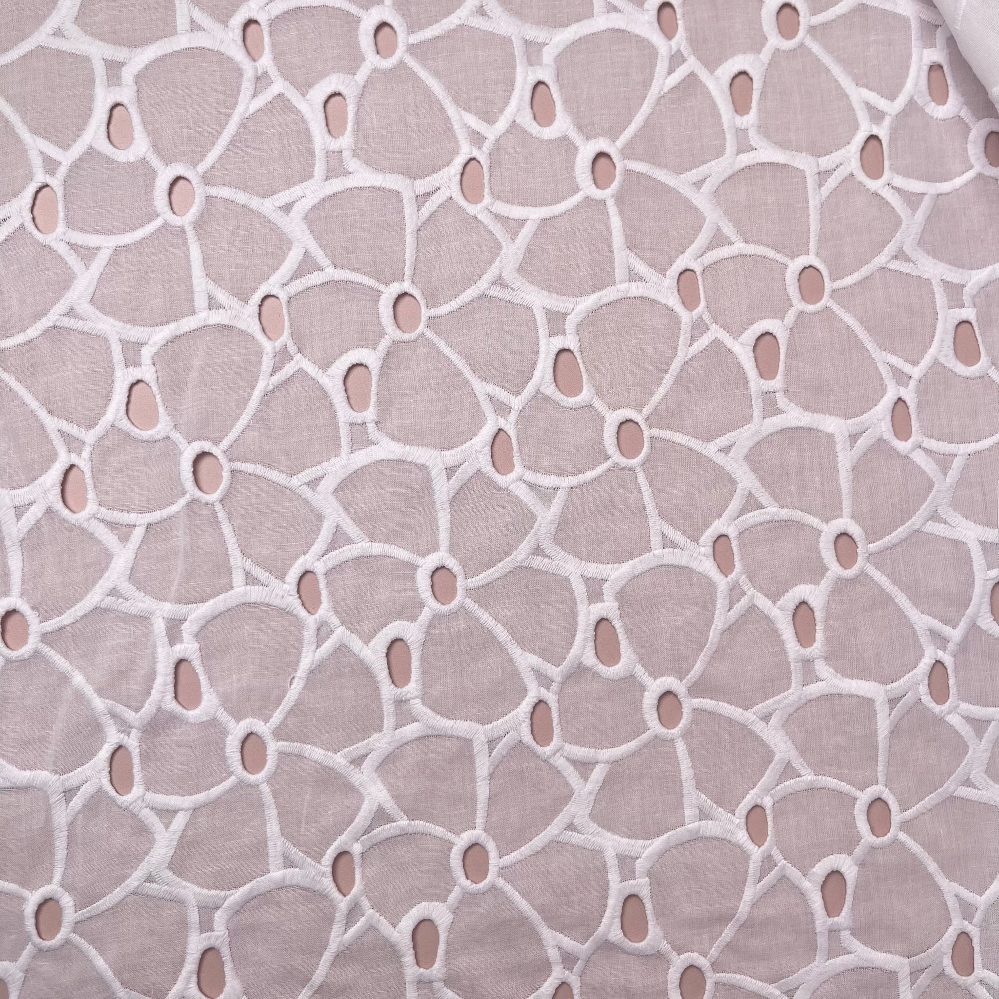White Flowers Cotton Broderie Anglaise Fabric