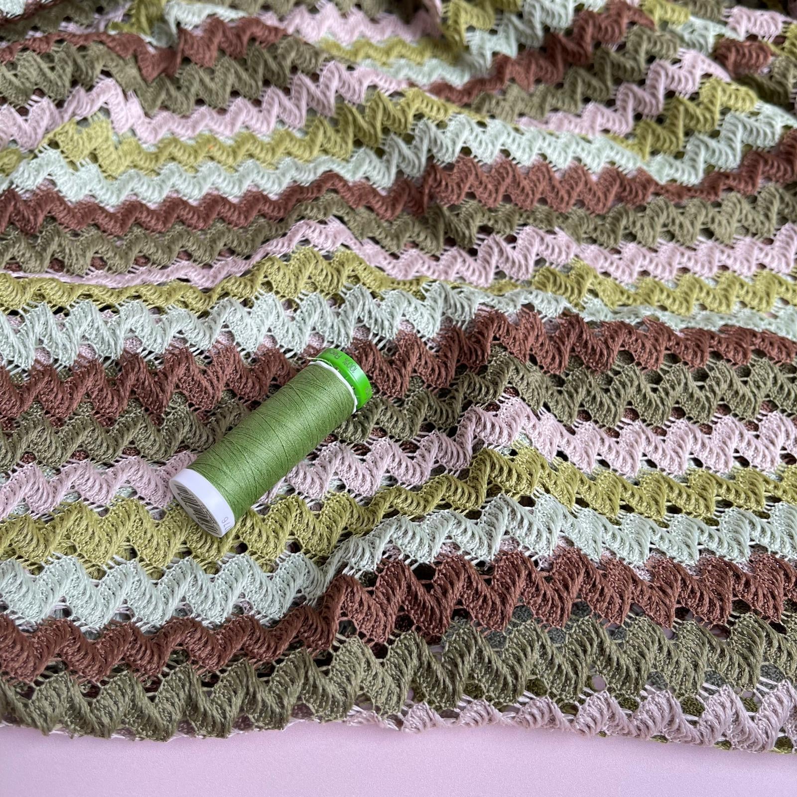 Earthy Waves Lace Knit Fabric