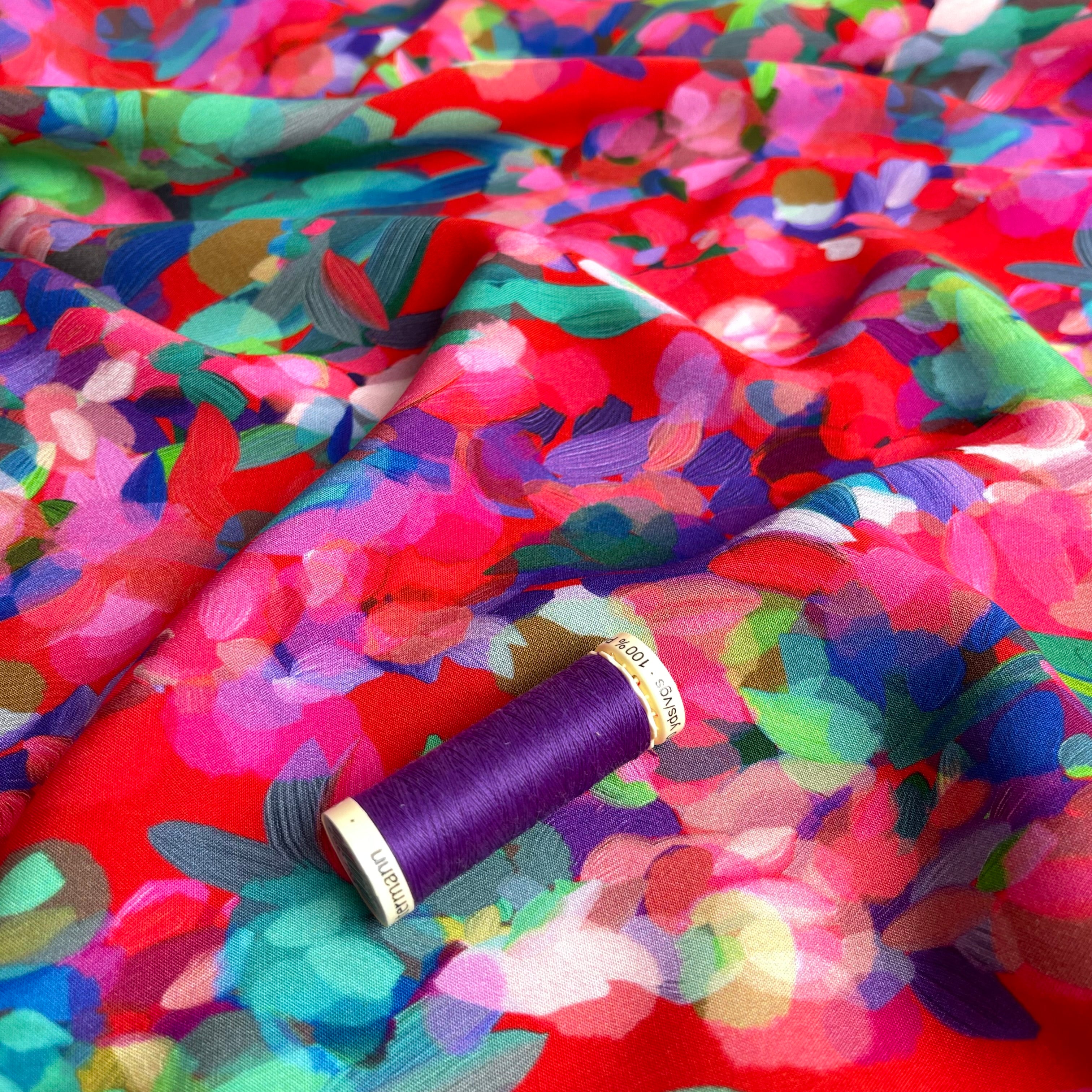 Summer Party - Lupine Petals Red ECOVERO™ Viscose