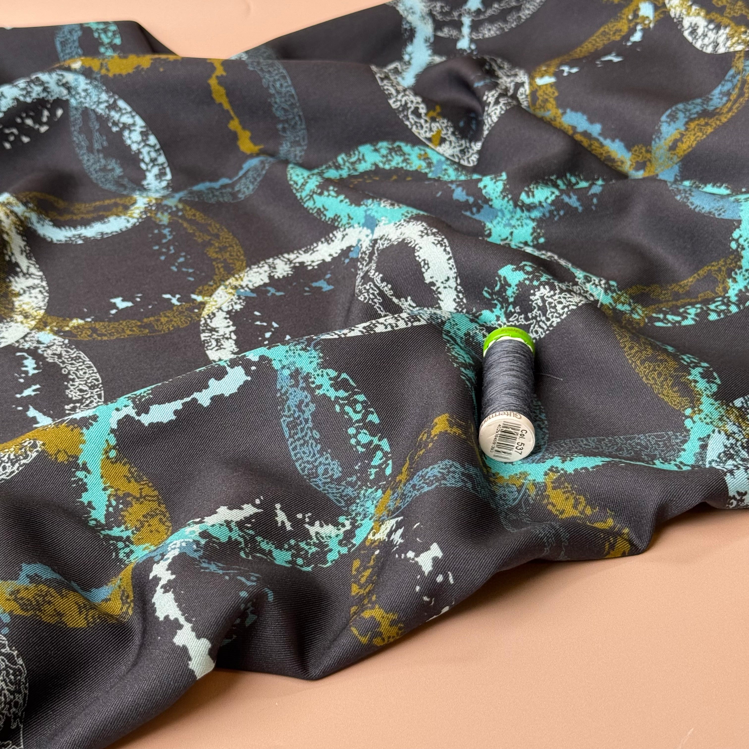Light & Lush - Ocean Circles Viscose Twill Fabric