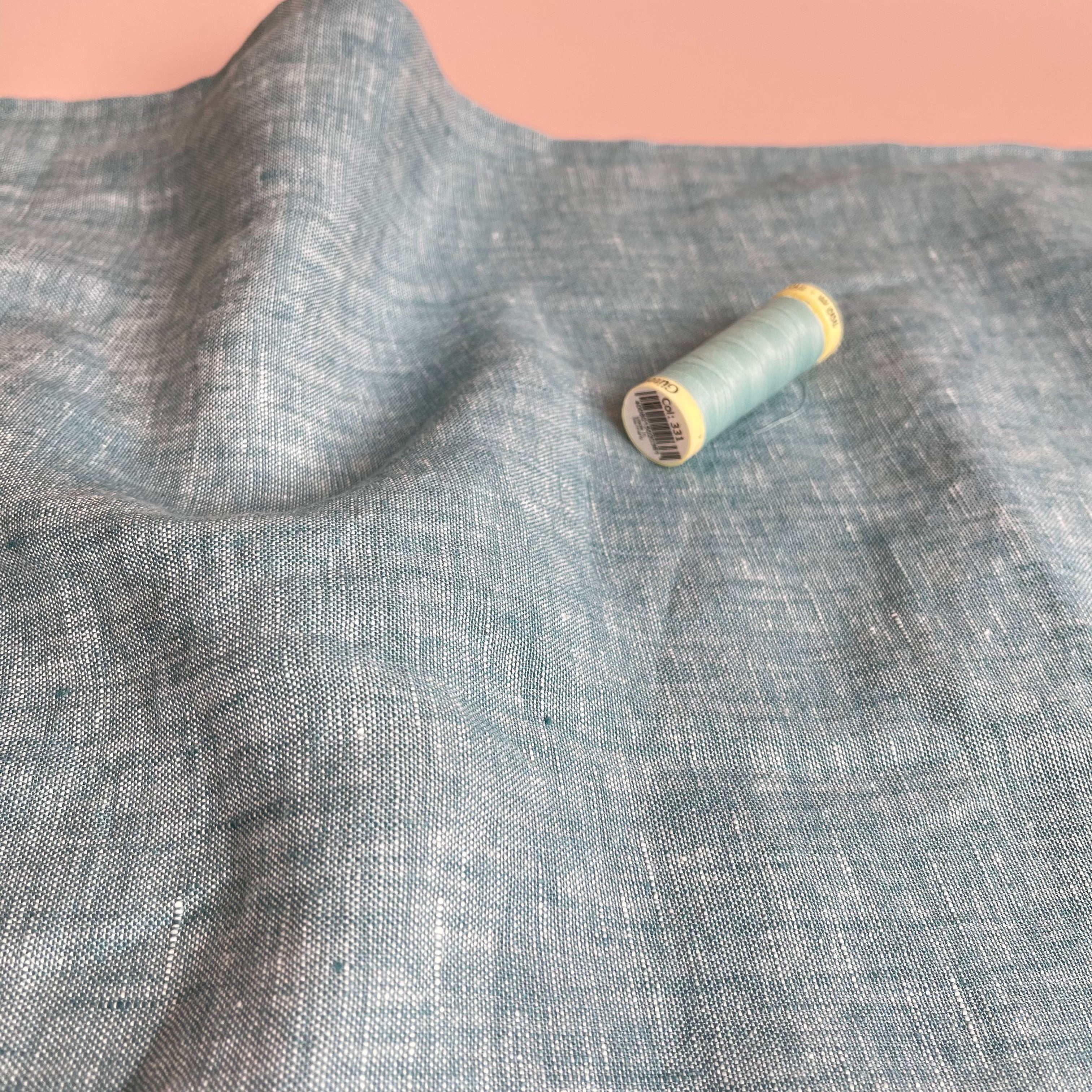 Yarn Dyed Pure Linen Fabric in Mineral Blue