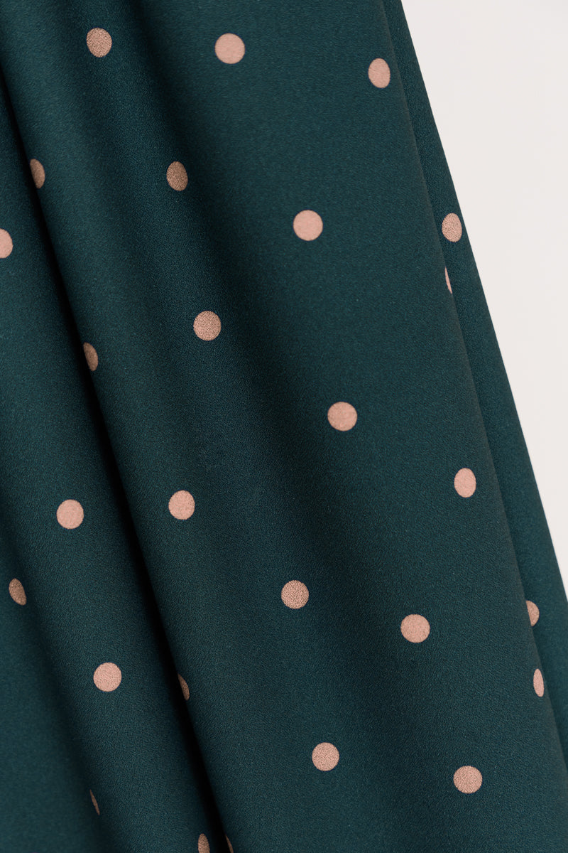 Mind The MAKER - Jolly Dots Bottle Green ECOVERO™ Viscose Leia Crepe Fabric