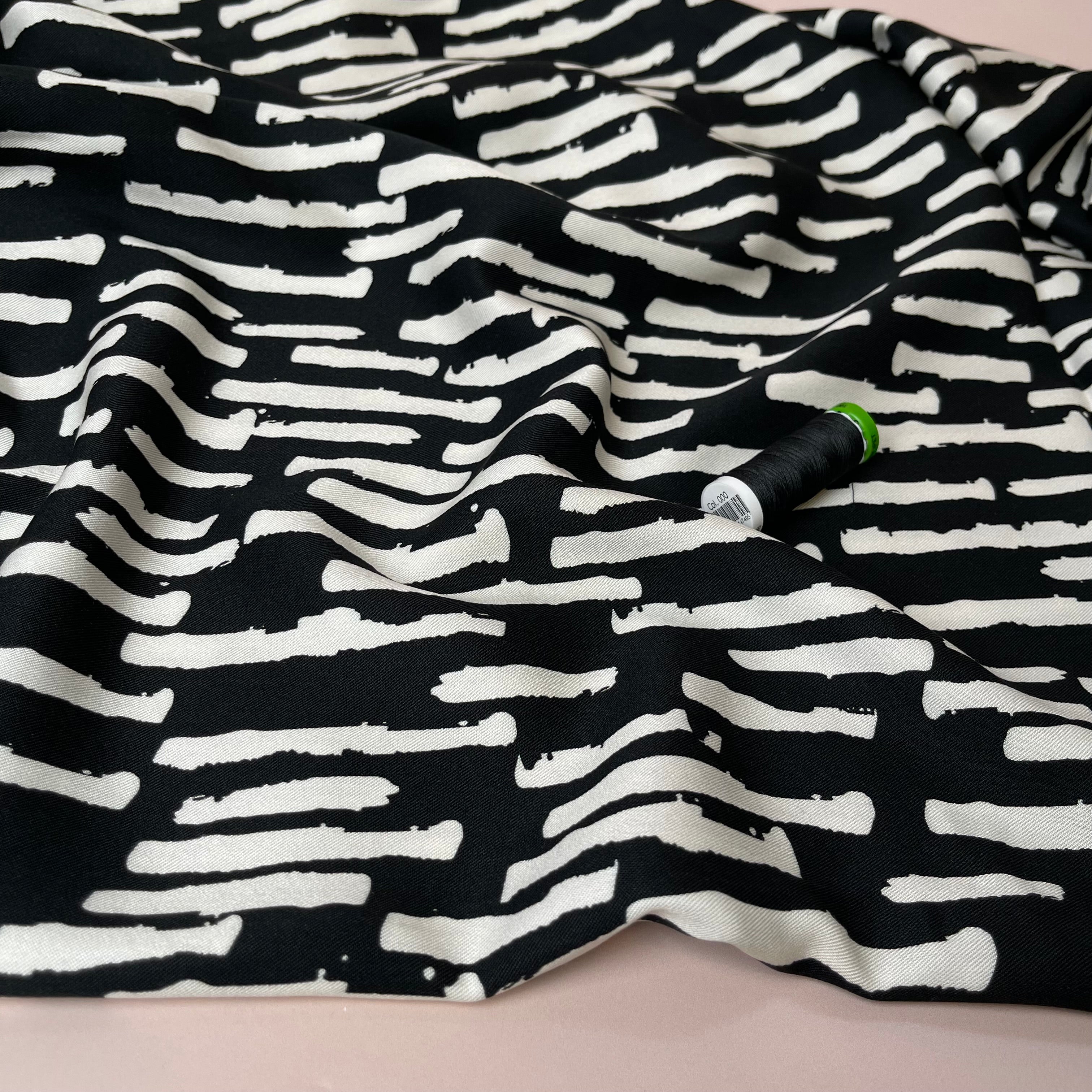 Light & Lush - Monochrome Bricks Viscose Twill Fabric