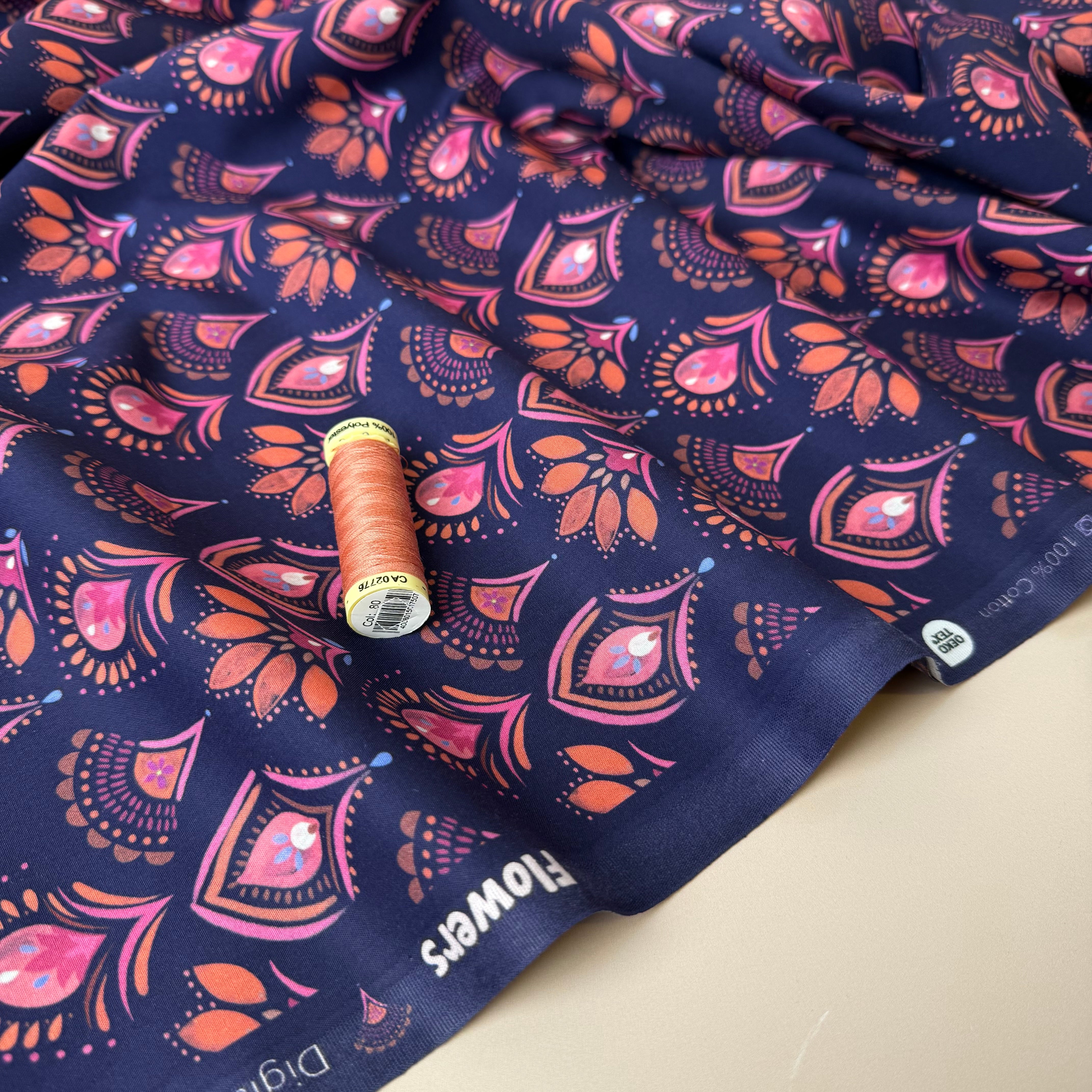 Ornament Flowers Fine Cotton Poplin Fabric