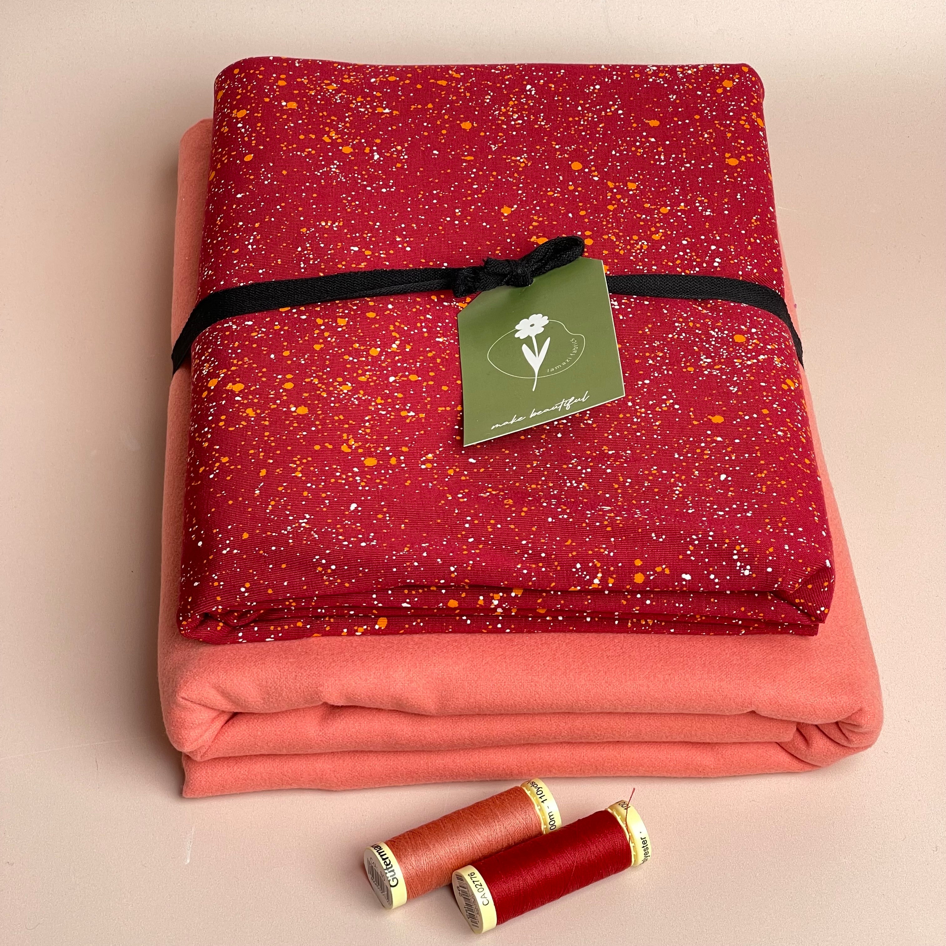Limited Edition - Luxury Pyjama Kit with Printed Cotton Jersey and Pink Clay Flannel