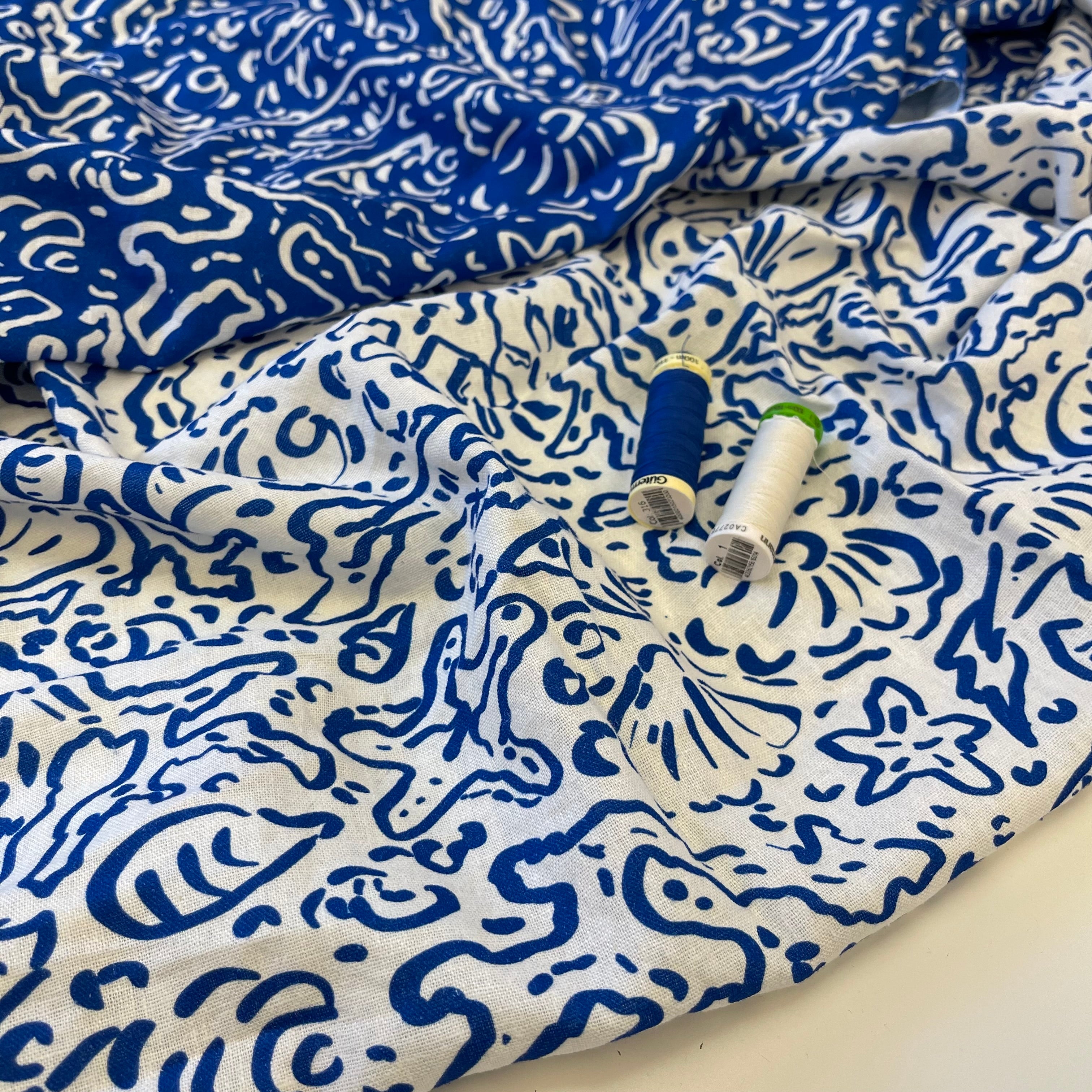 Sewing Kit - RAMONA Dress in Sealife Linen Viscose