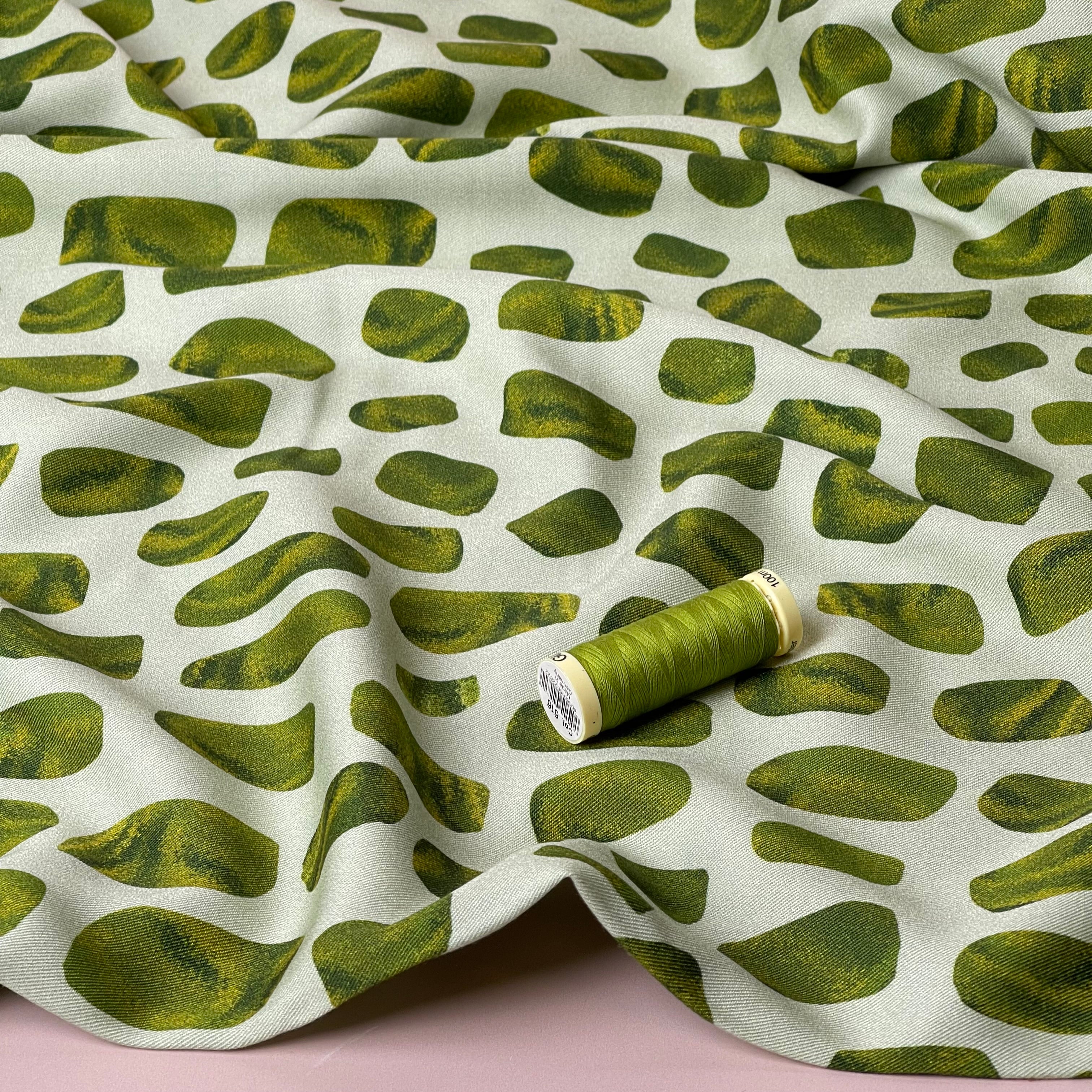 Light & Lush - Mossy Pebbles Viscose Twill Fabric