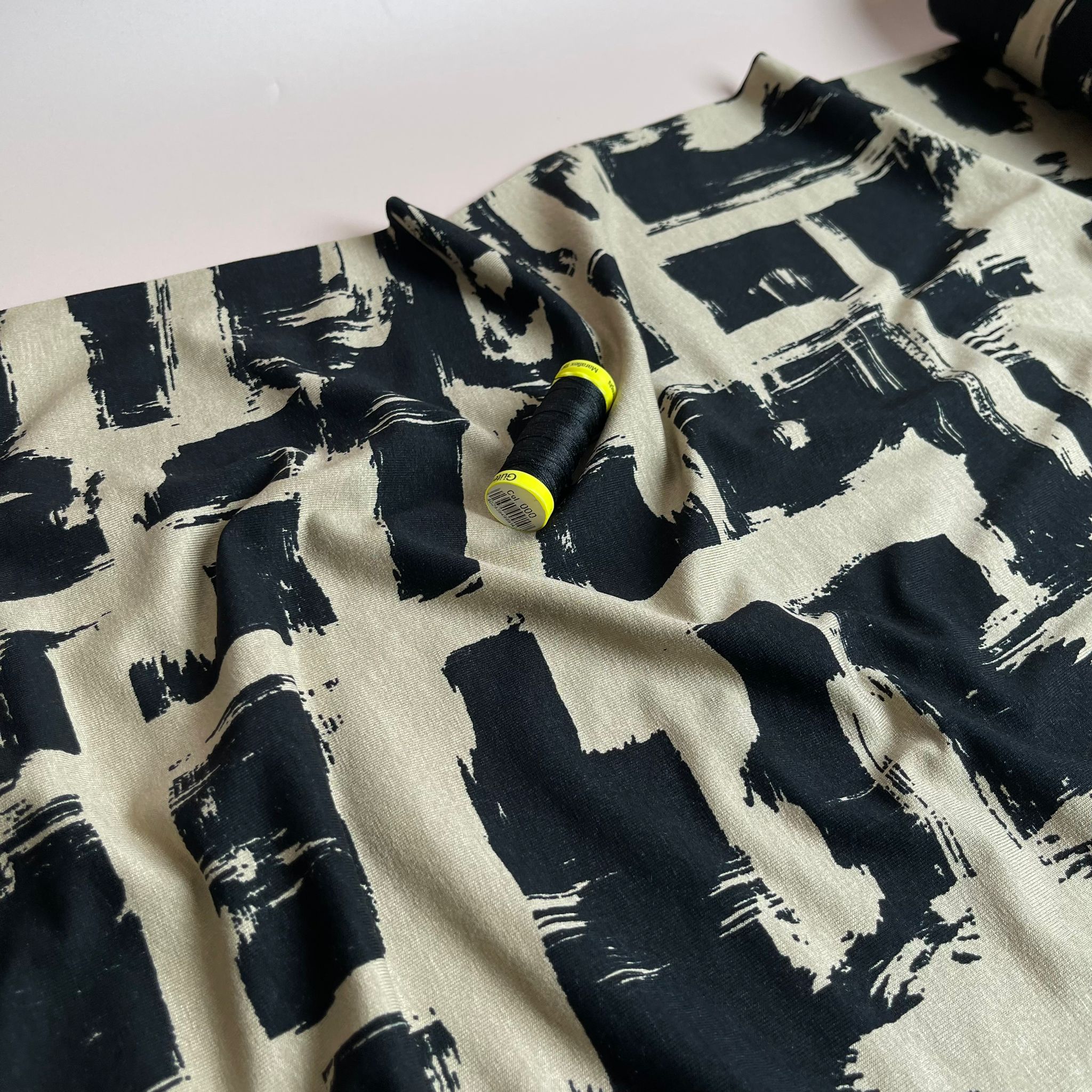 REMNANT 2.76 Metres - Labyrinth in Sand De Luxe Viscose Jersey Fabric