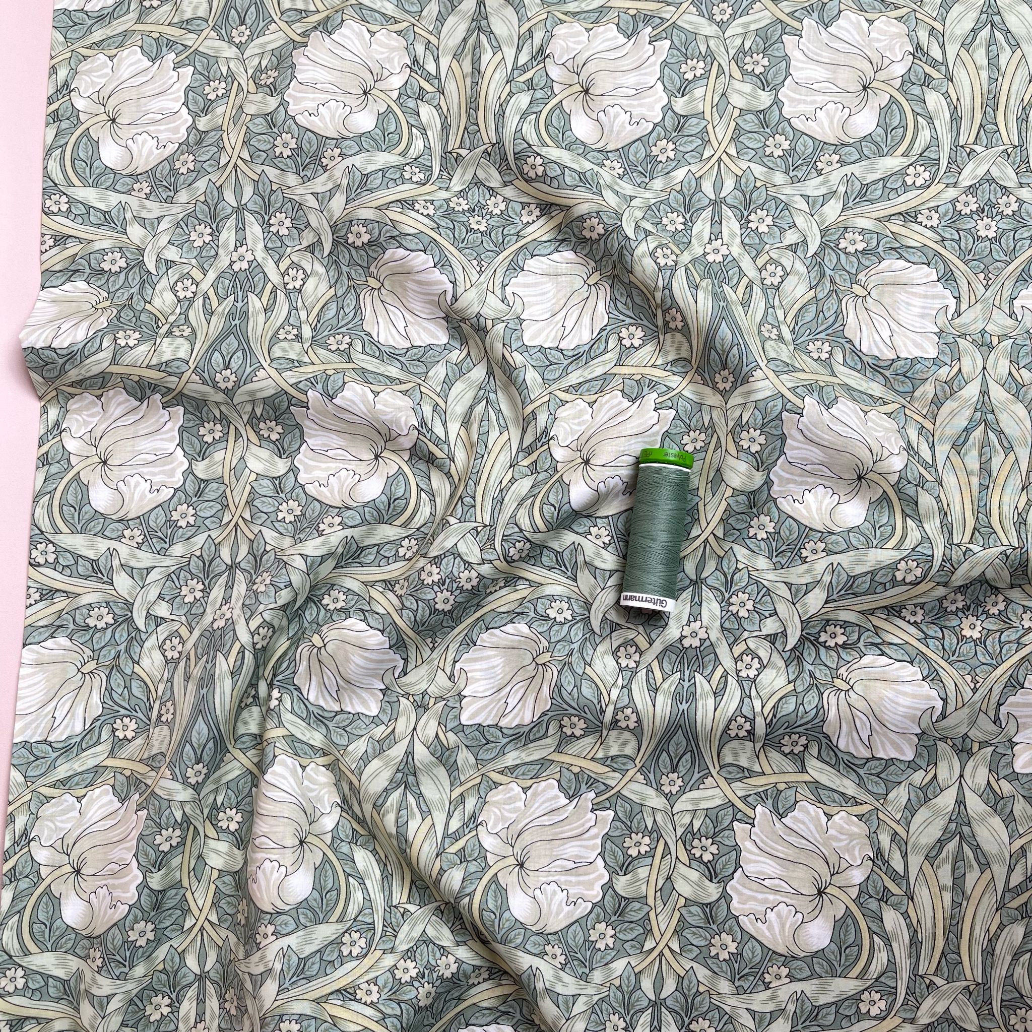 REMNANT 2.18 Metres - Morris Sage Green Cotton Lawn Fabric